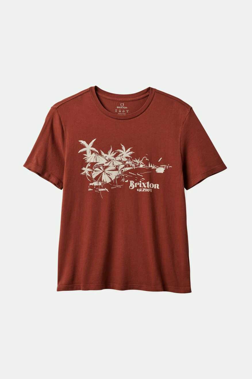 Front of Brixton Riviera Vintage Crew Tee - Sepia Worn Wash