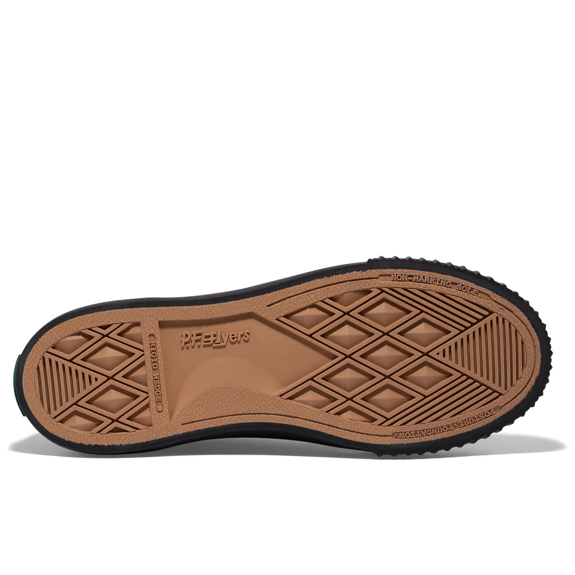Sole of Black high-top 1993 P.F. Flyers sneaker