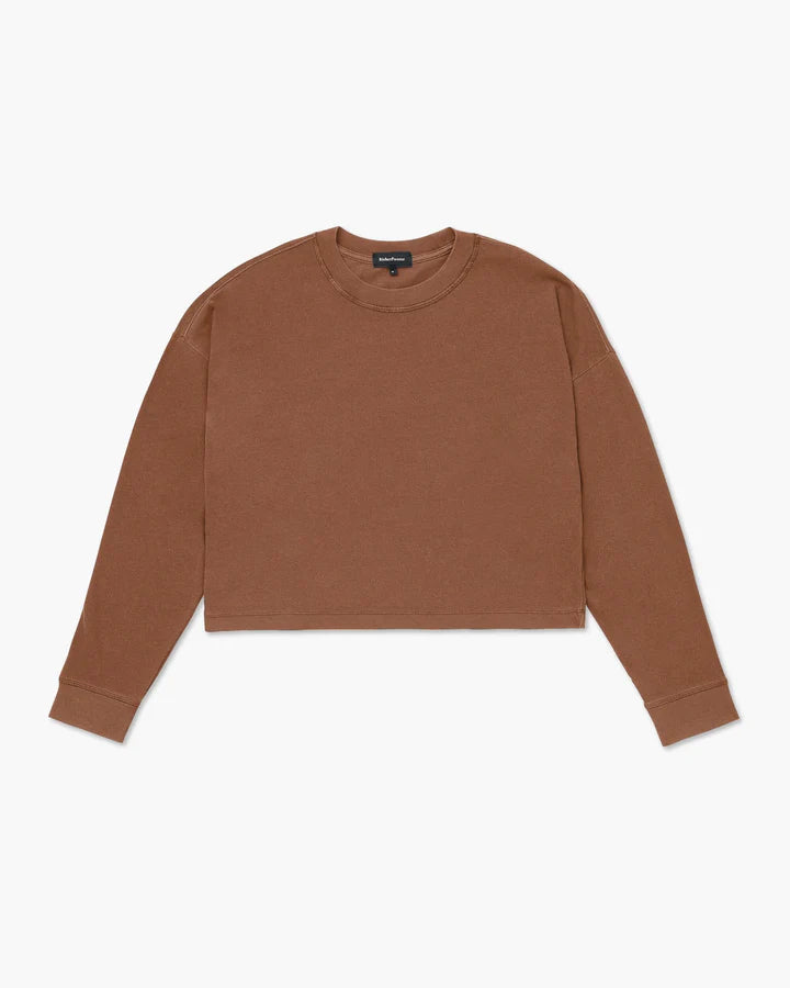 Front of Richer Poorer Women's Relaxed Crop Long Sleeve Tee - Latte