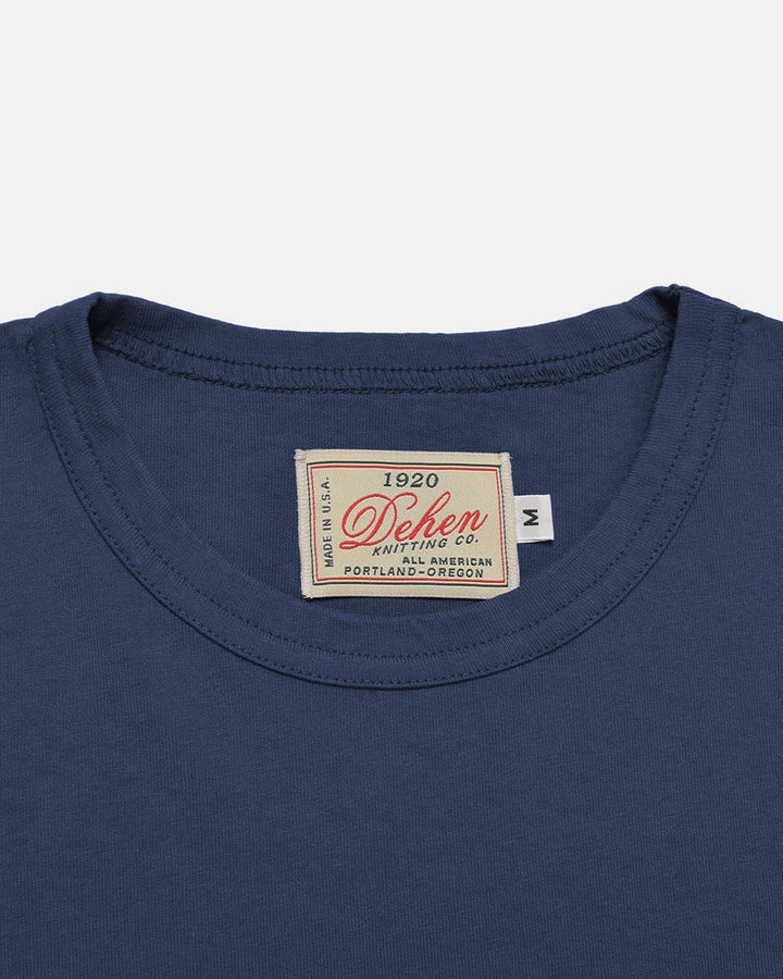 Collar Detail of Dehen 1920 Heavy Duty Pocket Tee - Navy