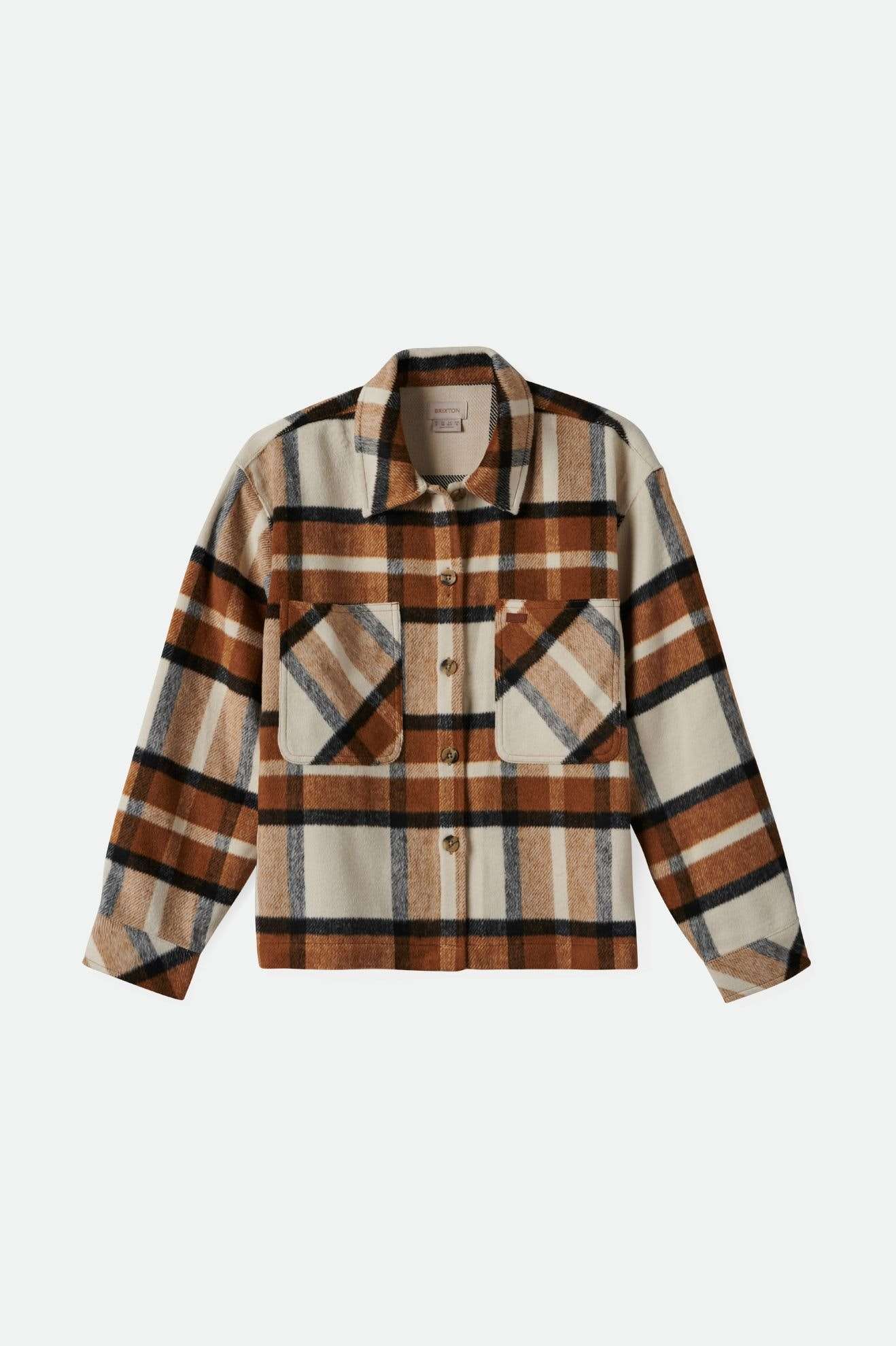 Front of Brixton Women's Bowery Soft Brushed Flannel- Washed Copper