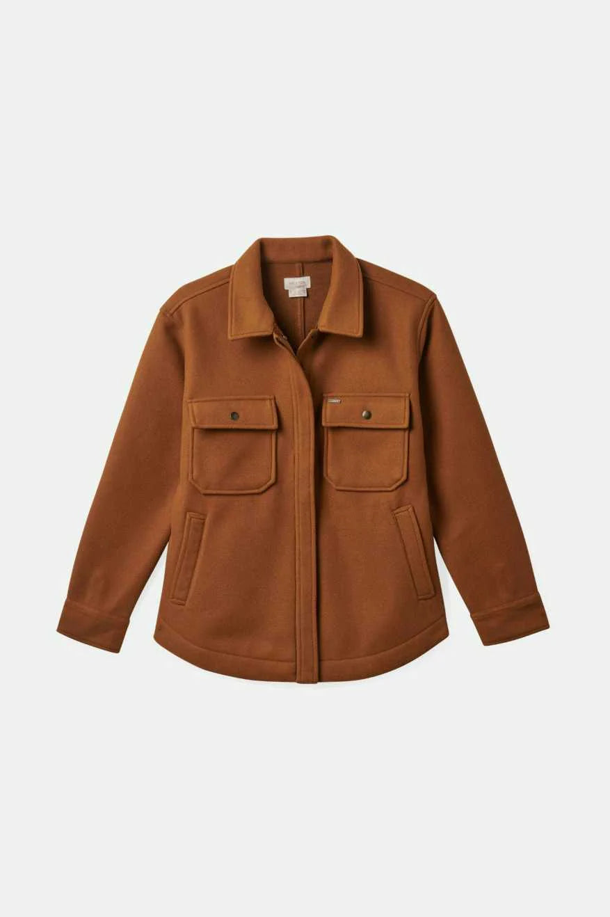 Front of Brixton Women's Durham Shirt Jacket - Washed Copper