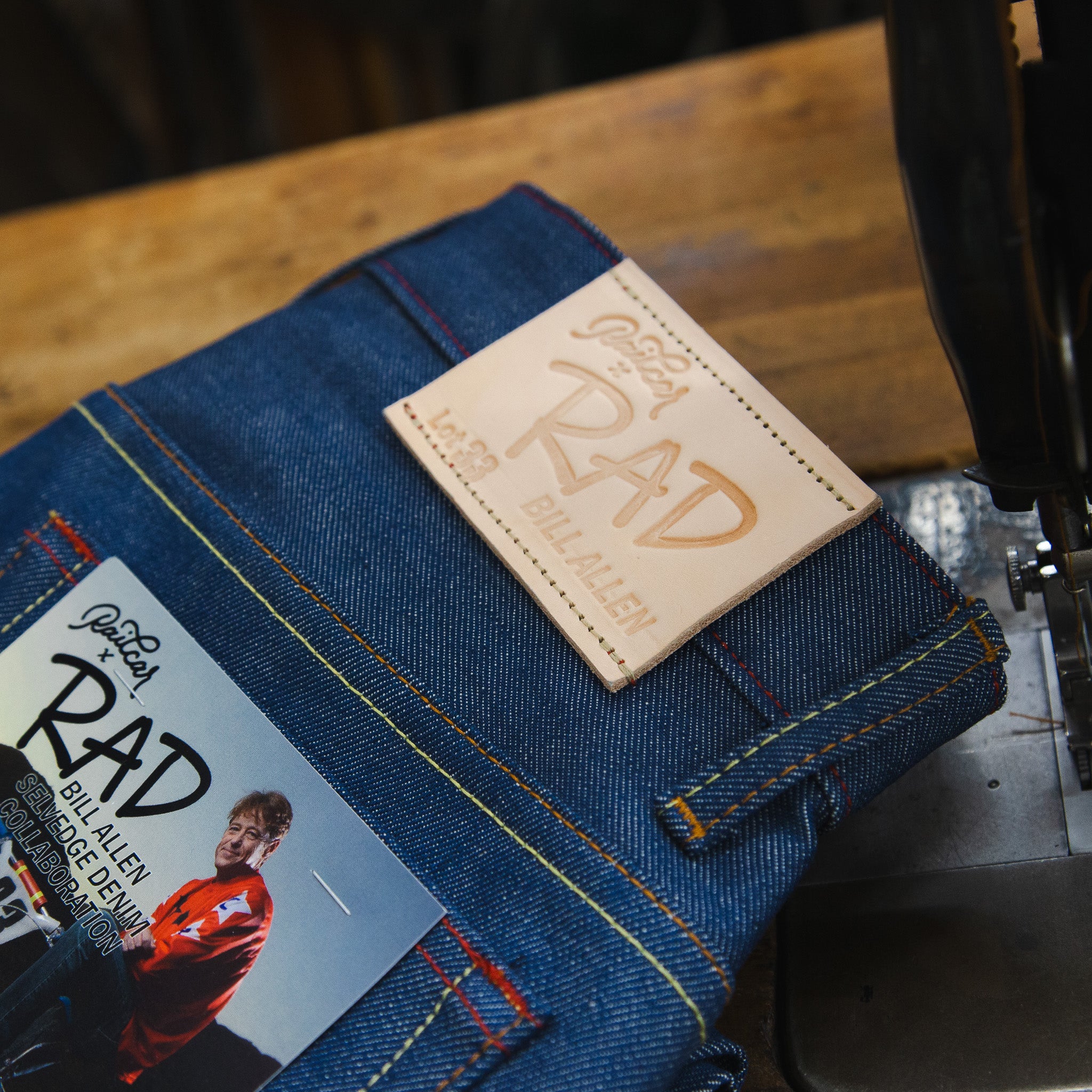 Leather Detail of Railcar X Rad Bill Allen Collaboration #1 Jeans