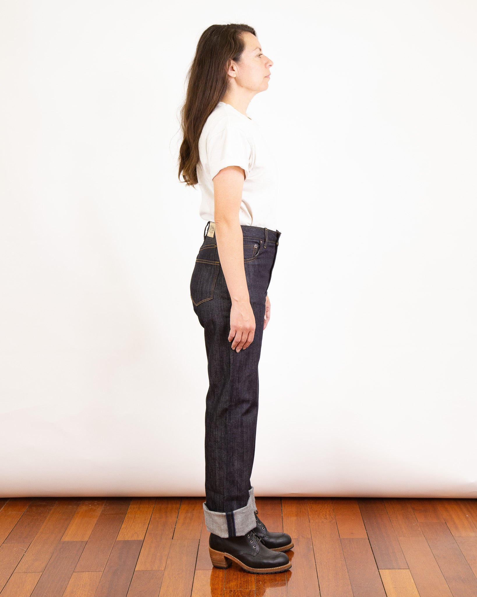 Model Photo of Side of Drifter 031 Indigo Jeans