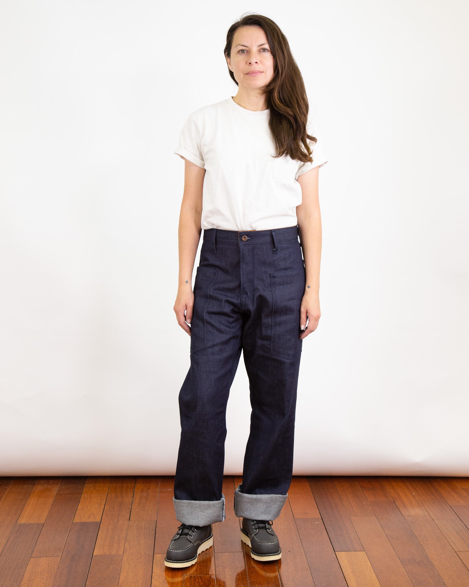 Model Photo of Front of Mariner Unisex Women's Jeans