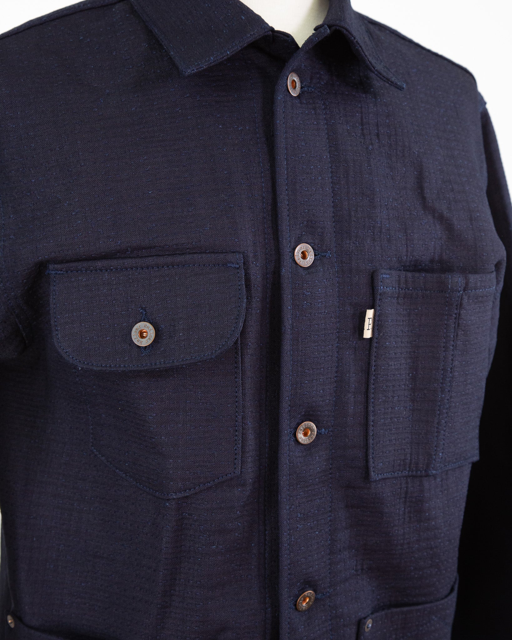 Front Chest Detail of Unshin Sashiko Chore Coat