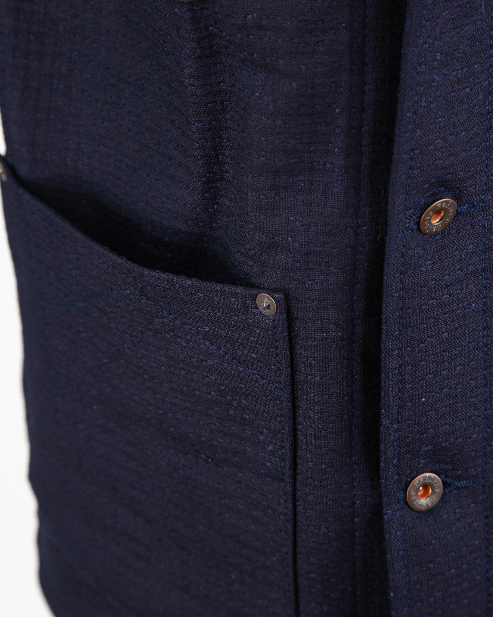 Storage Pocket Detail of Unshin Sashiko Chore Coat