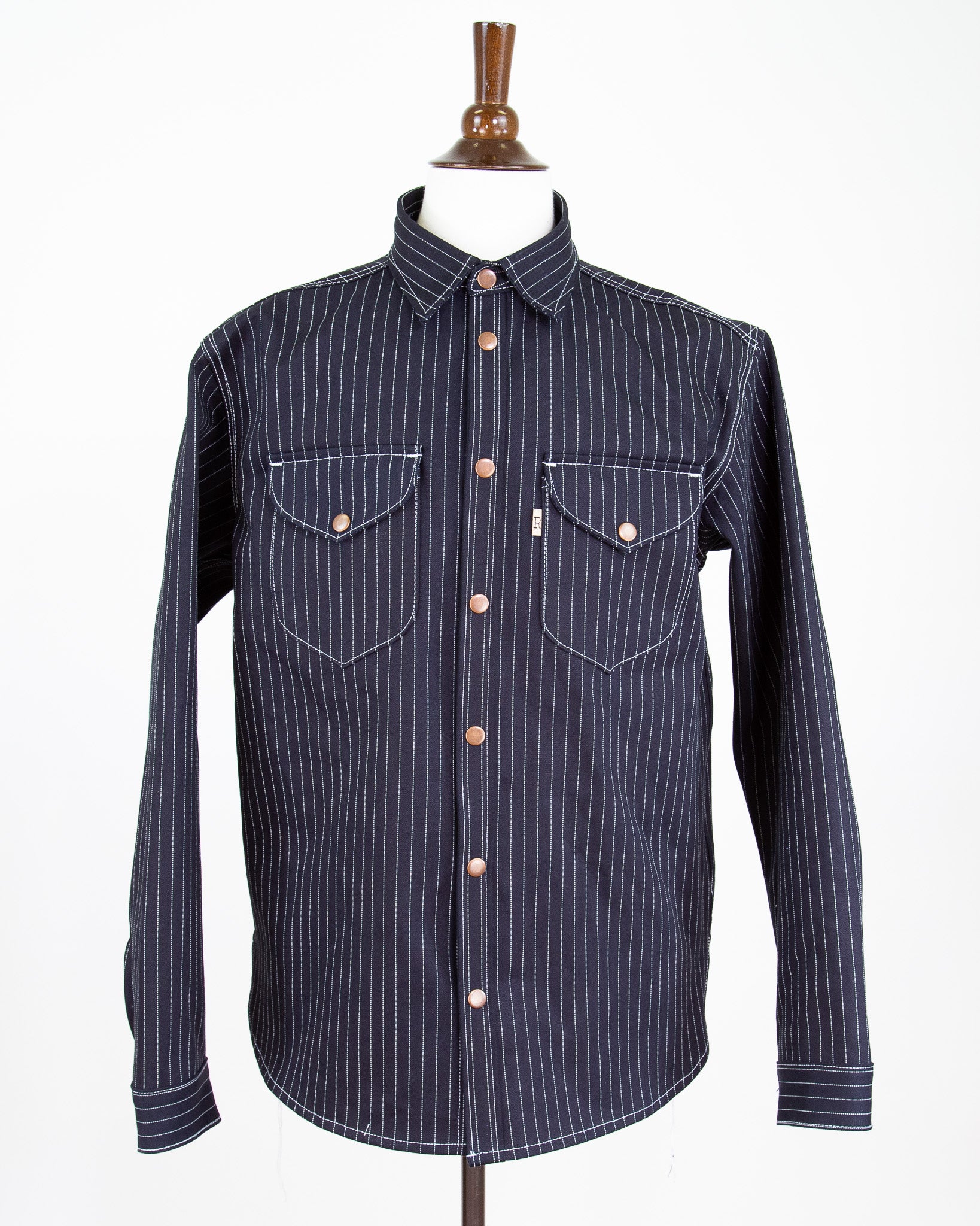Front of Eliminator Shadow Wabash 13.75 Oz Dark Indigo Selvedge Shirt