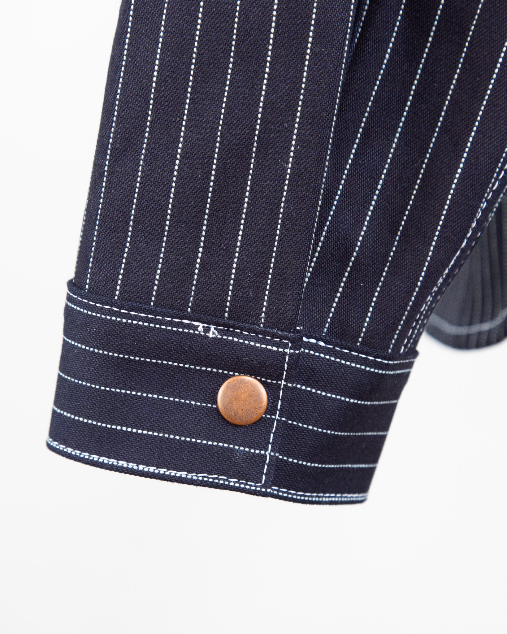 Cuff Detail of Eliminator Shadow Wabash 13.75 Oz Dark Indigo Selvedge Shirt