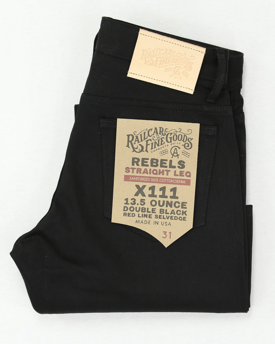 RE-501 ジャッキー ラッセル Rebels X111 Modern Straight Leg 13.5 Oz Double Black Selvedge