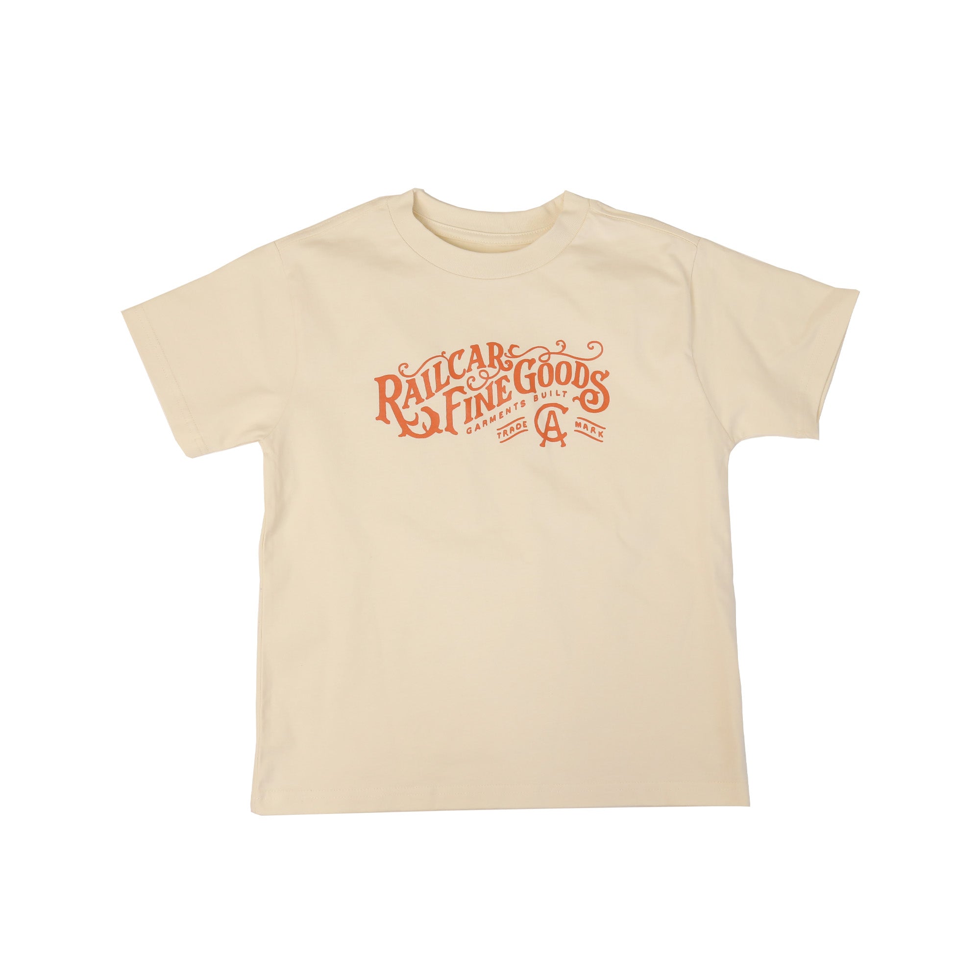Front of Kid's Typography Logo Ecru Shirt