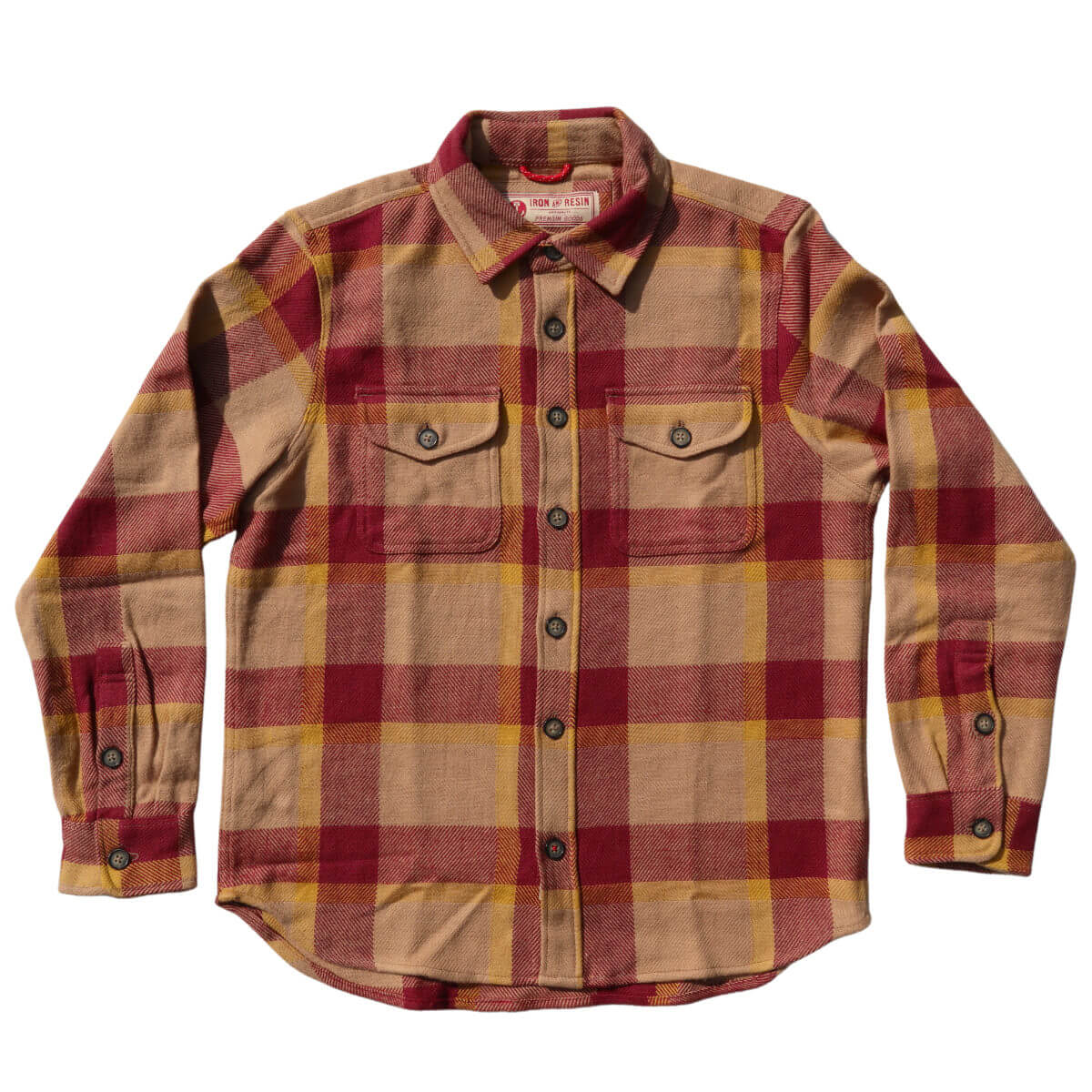 Front of Iron & Resin Men's Conejo Shirt Twill- Red
