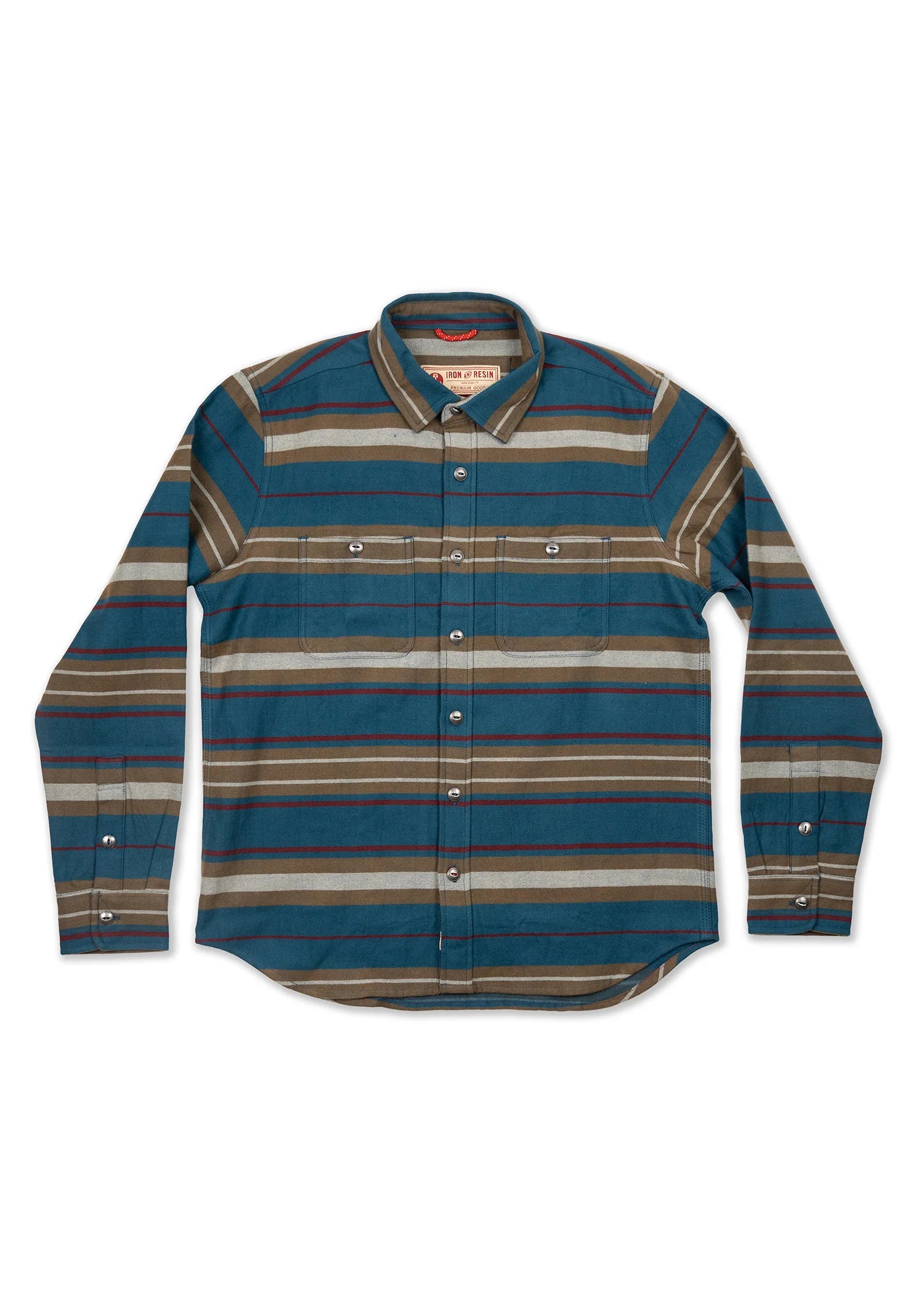 Front of Iron & Resin Men's Frontier Shirt Twill- Blue