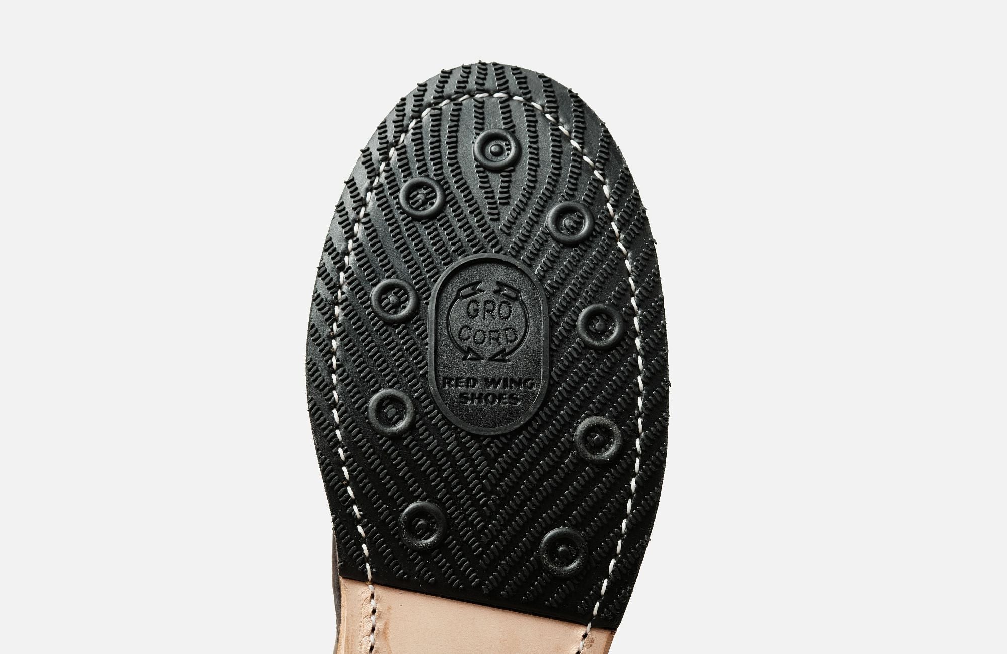 Underside of Red Wing Men's Beckman Black Cherry Boots showing sole of boot