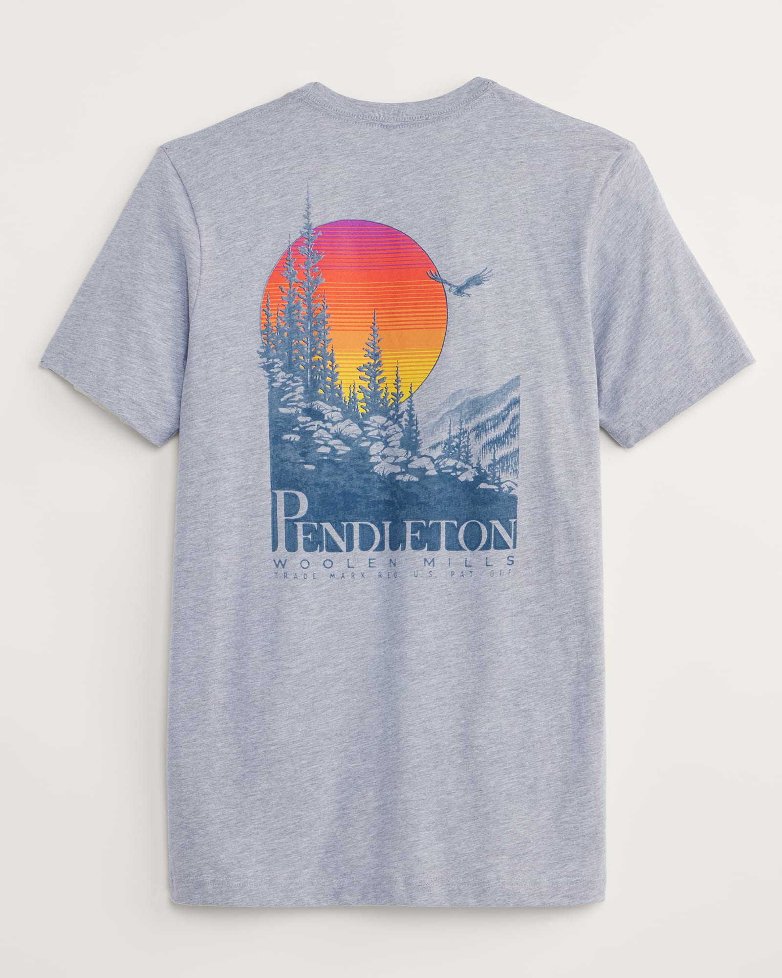 Back of Pendleton Men's Outdoor Sunset Graphic Tee -Athlete Heather/ Grey