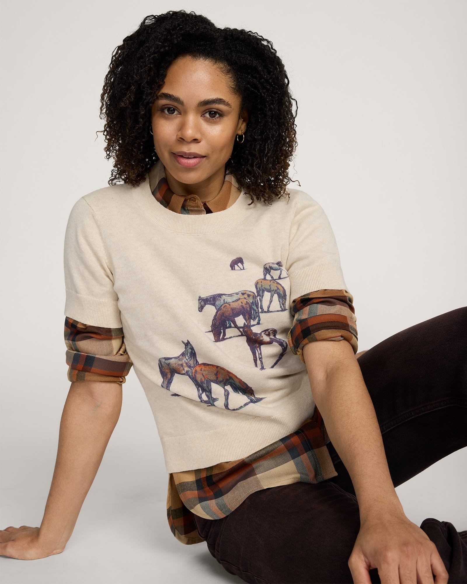Model Photo of Pendleton Women's Wild Horses Sweater