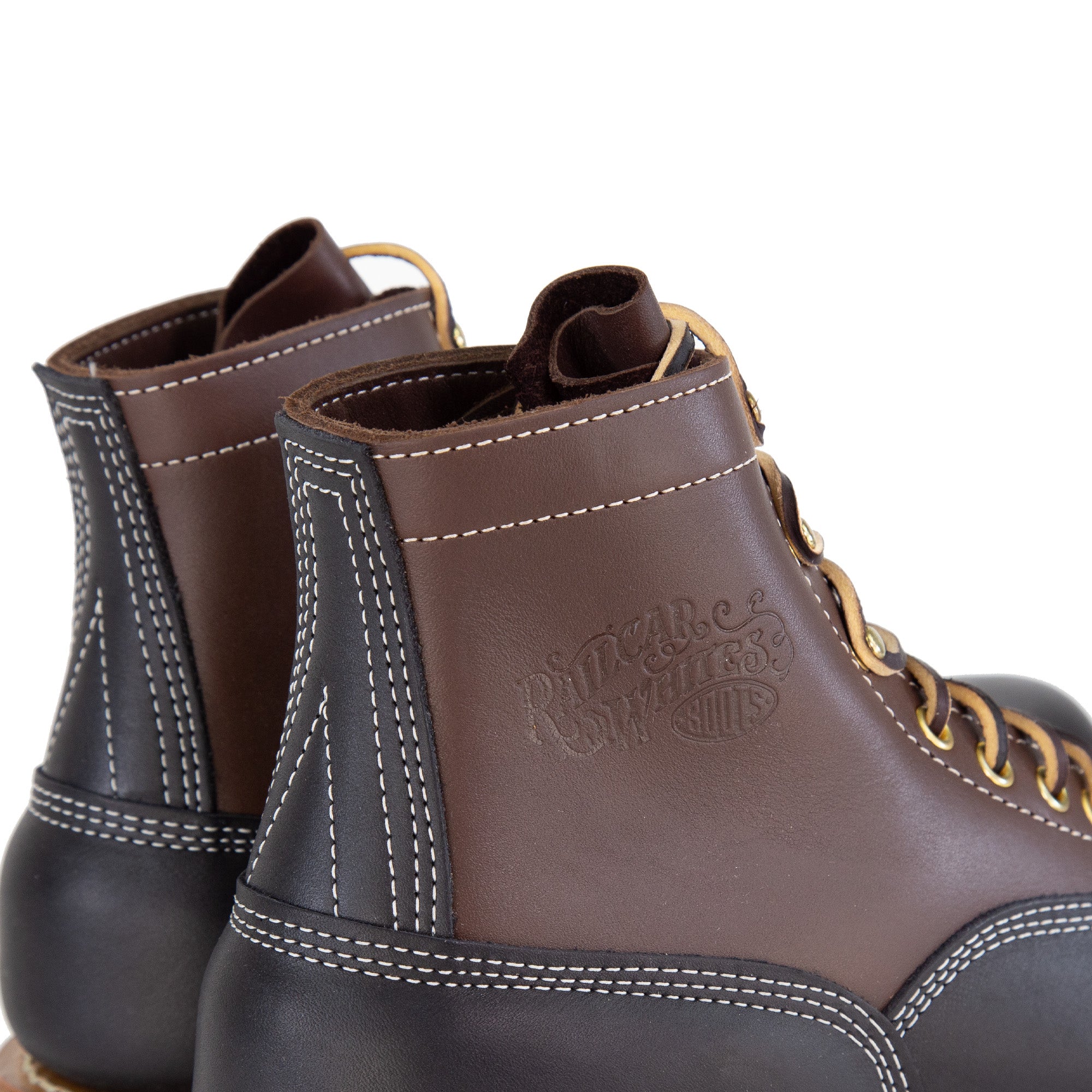 Embossed Leather Detail of Railcar X Whites 610 Collaboration Boots