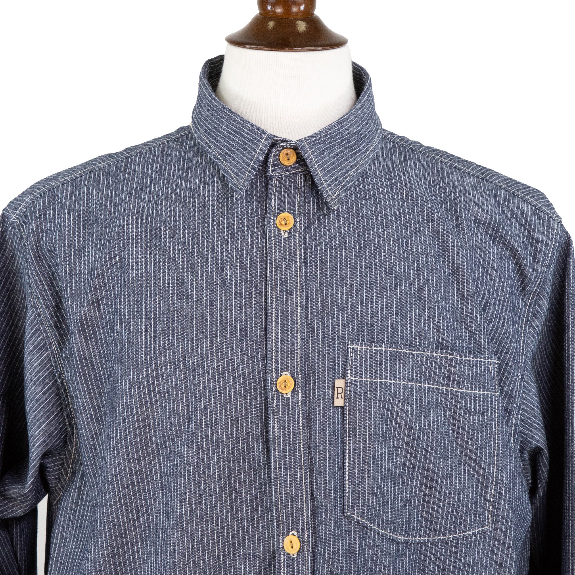 Chest Detail of Speed Prewashed Pin Stripe Shirt