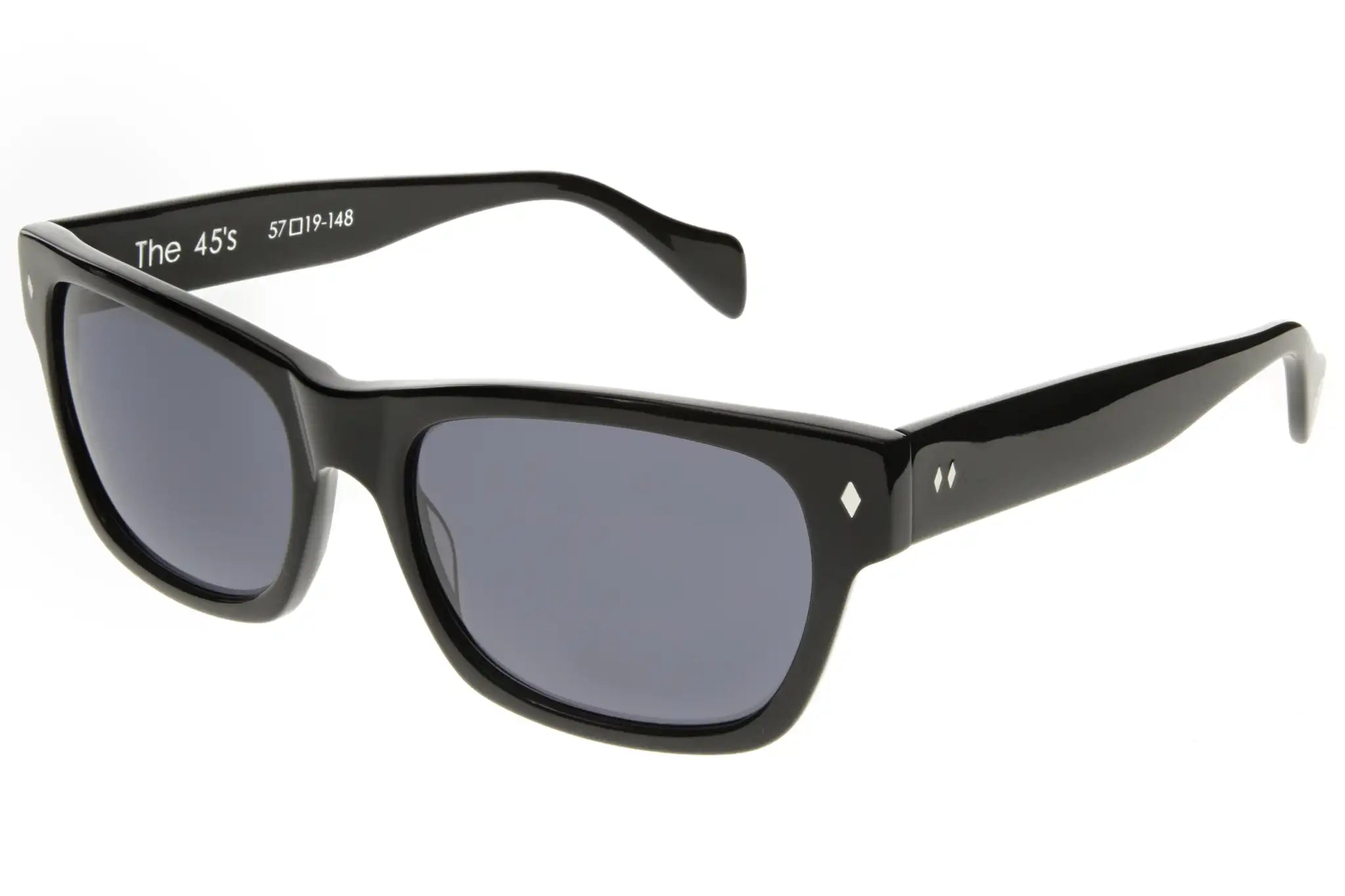 Front Angle of Tres Noir The 45's (Black - Smoke Lens) Sunglasses