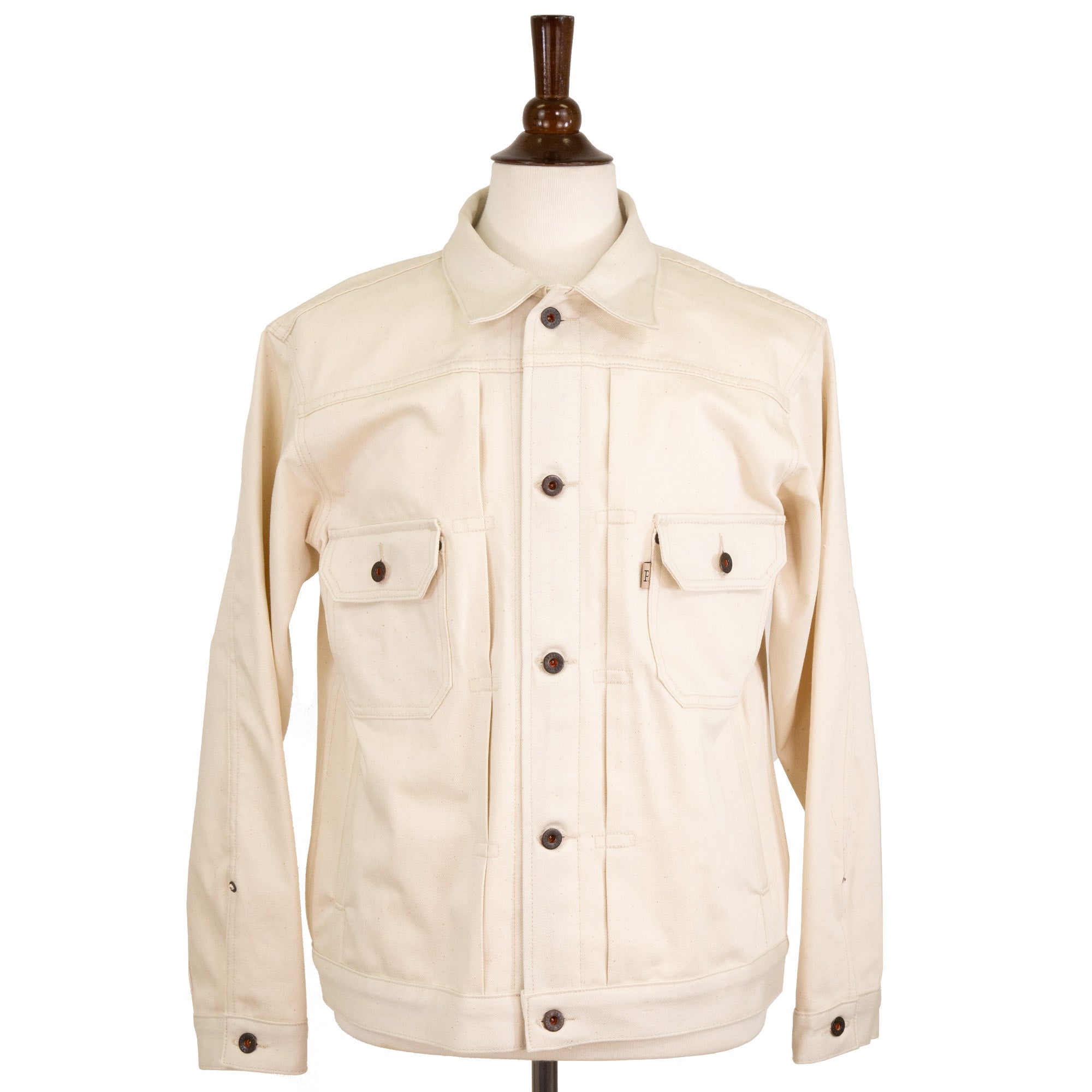 Front of Type 2 X105 12 Oz Ecru Natural Selvedge Jacket