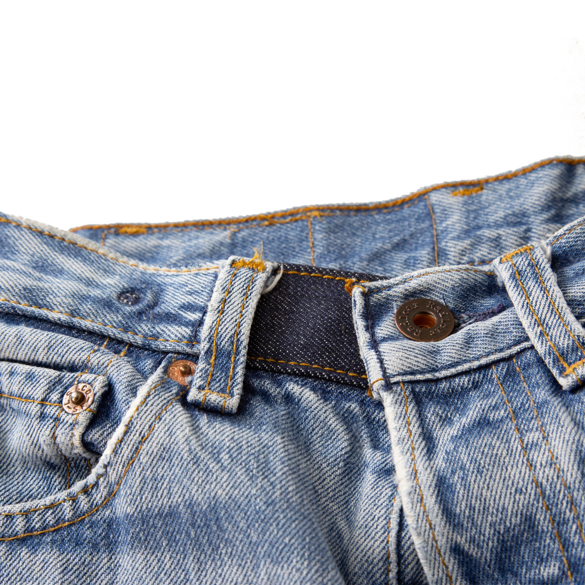 Close Up of new fabric on waistband extension of Waistband Upsizing Service