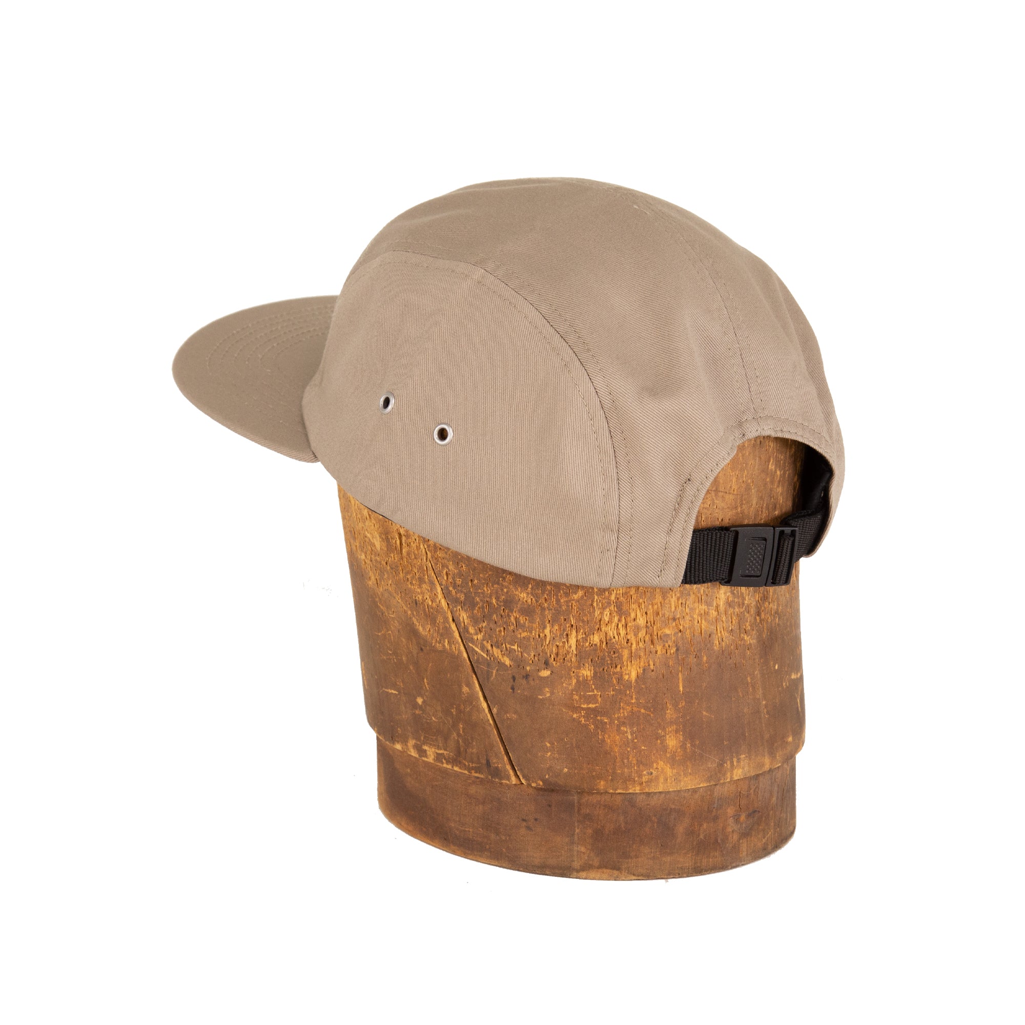 Back Angle of Railcar USA Khaki Five Panel Camp Hat