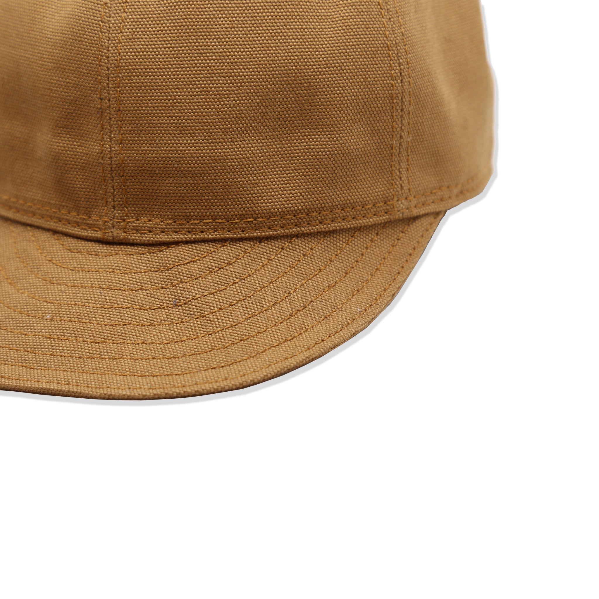 Brim Detail of A brown mechanic hat made from duck canvas