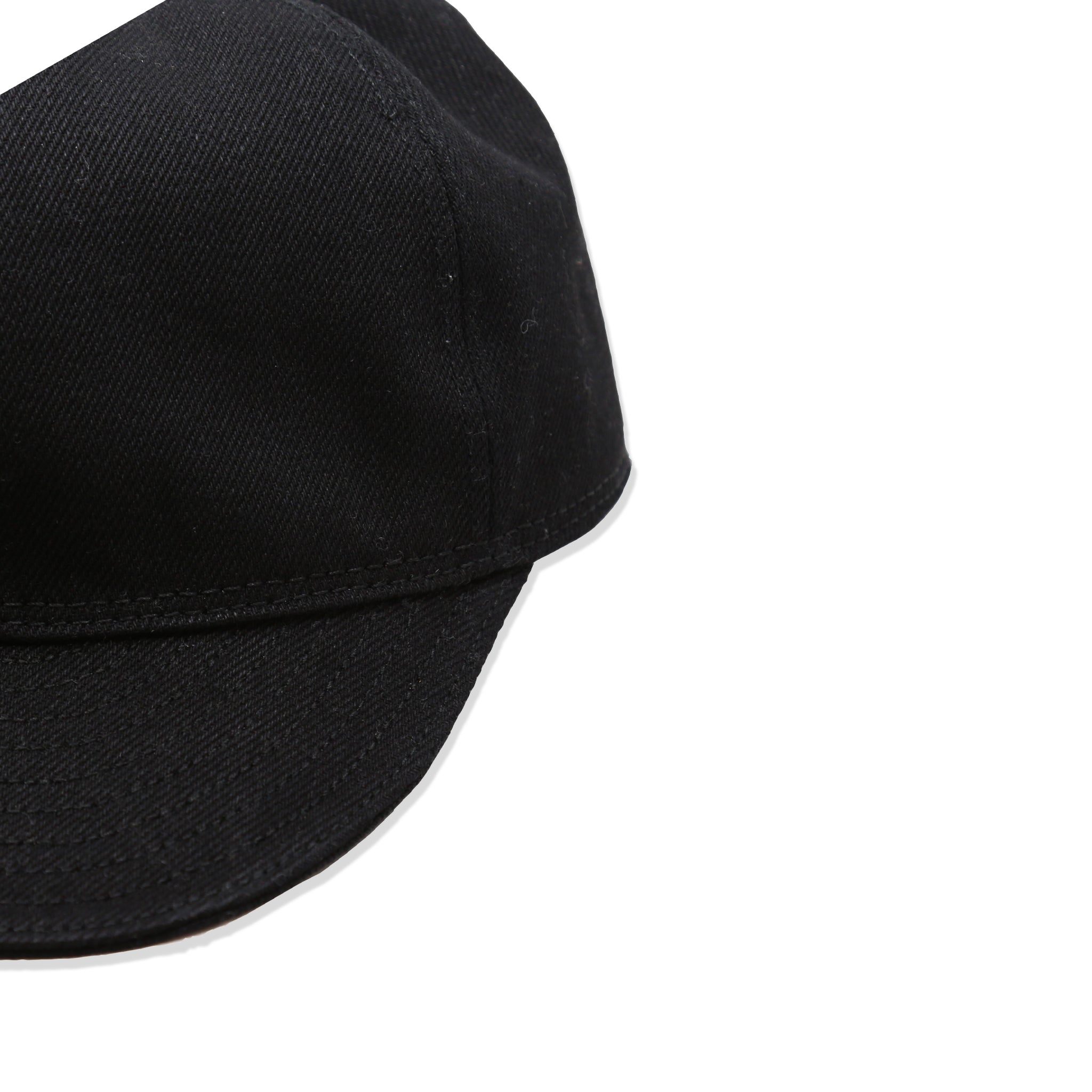 Brim Detail of A black denim mechanic hat