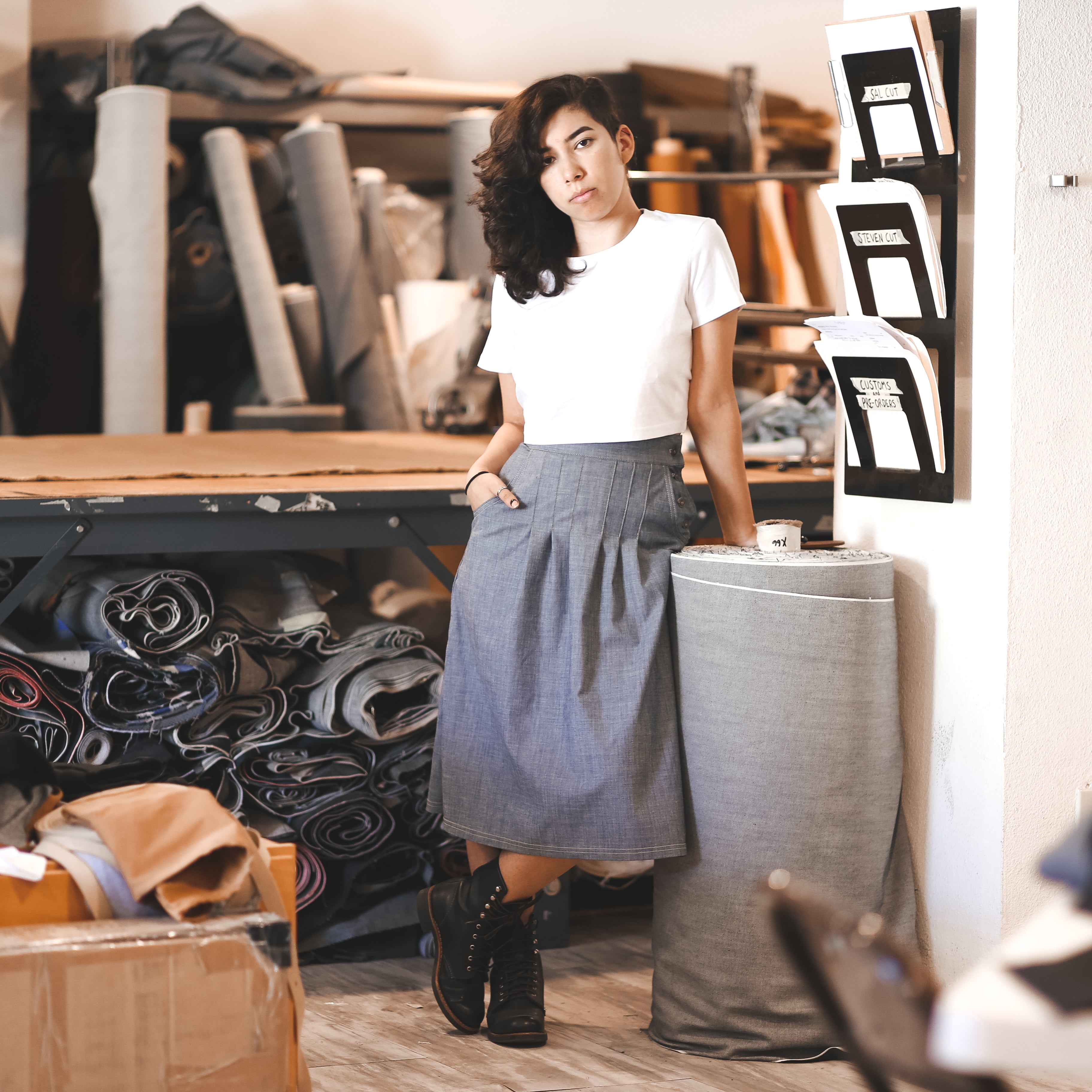 Chambray Indigo Skirt