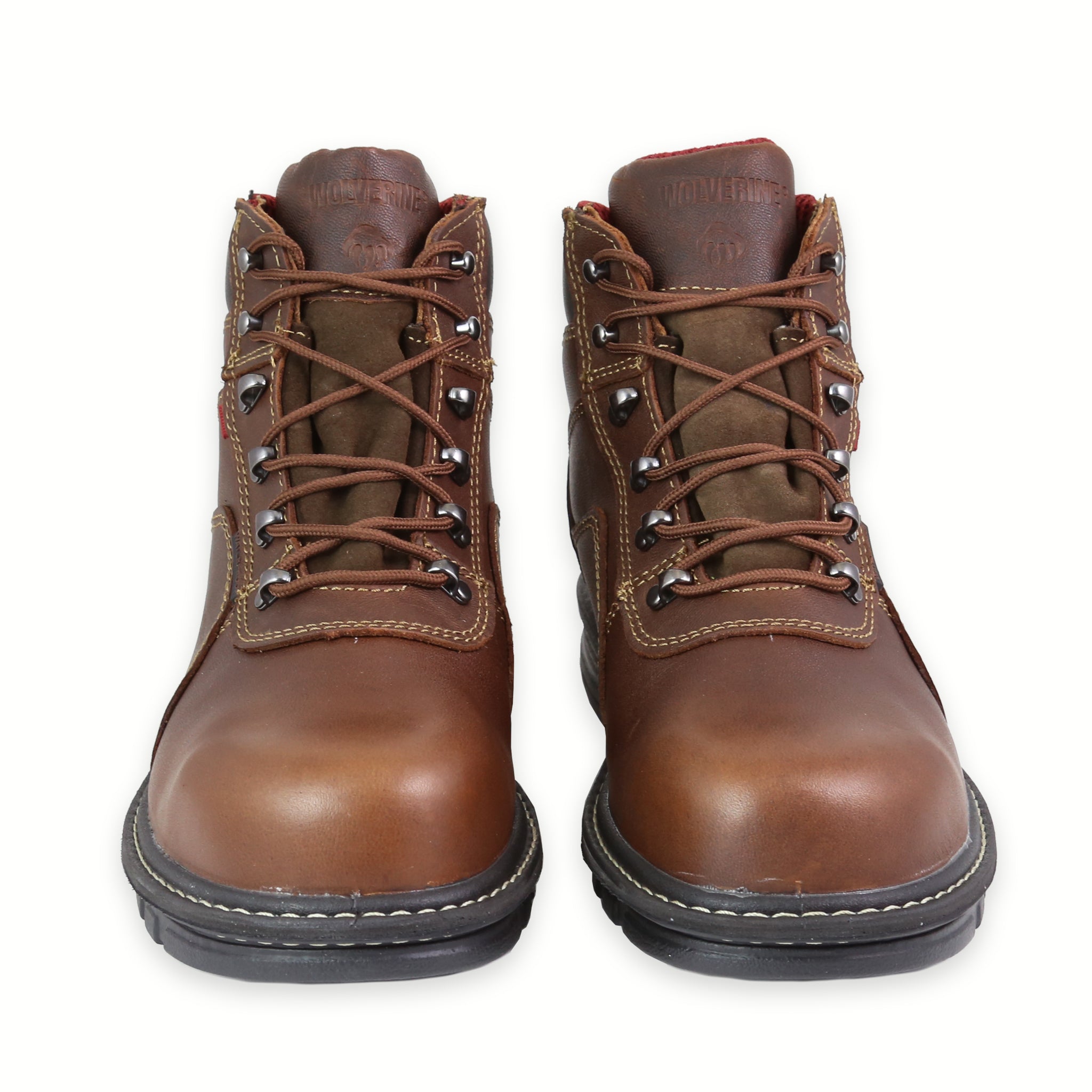 Front of WOLVERINE WORK STEEL TOE METEOR FUSION BROWN