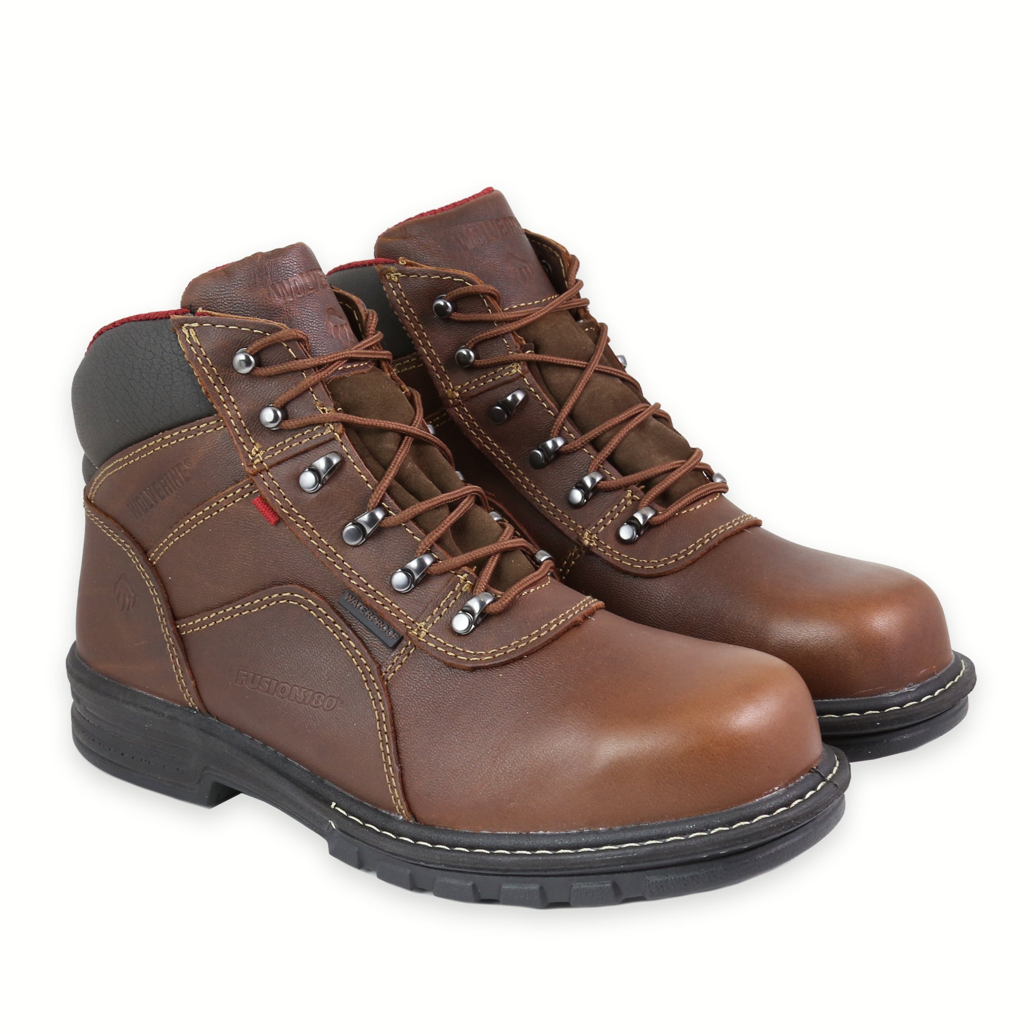Front Angle of WOLVERINE WORK STEEL TOE METEOR FUSION BROWN