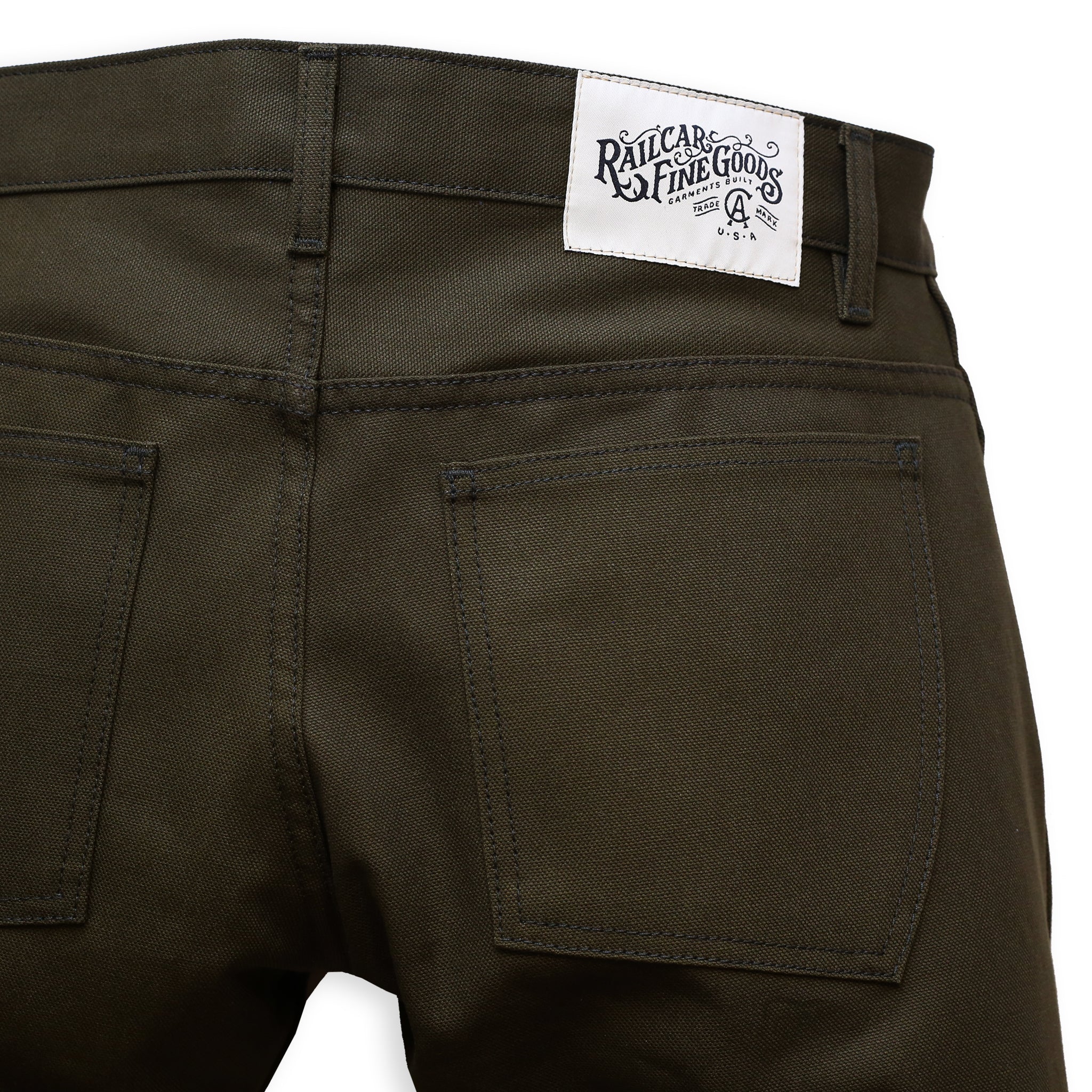 Back Pocket Detail of Flight Trouser Seaweed Green