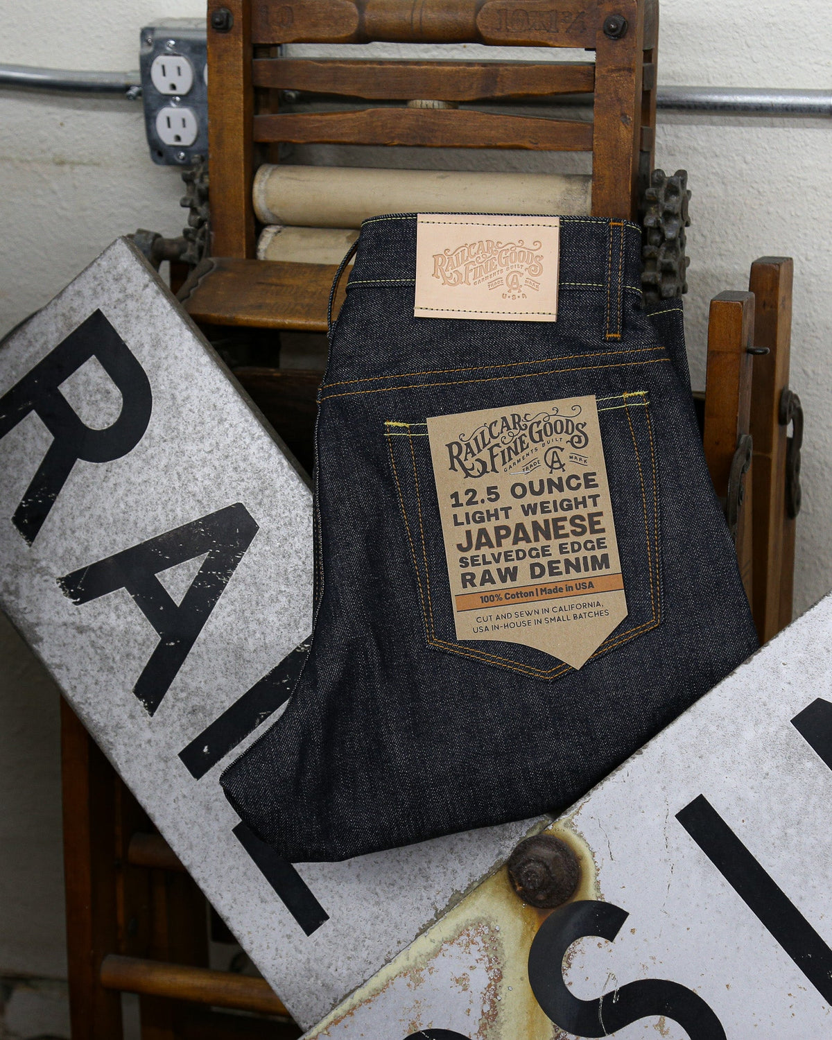 X136 raw denim jeans