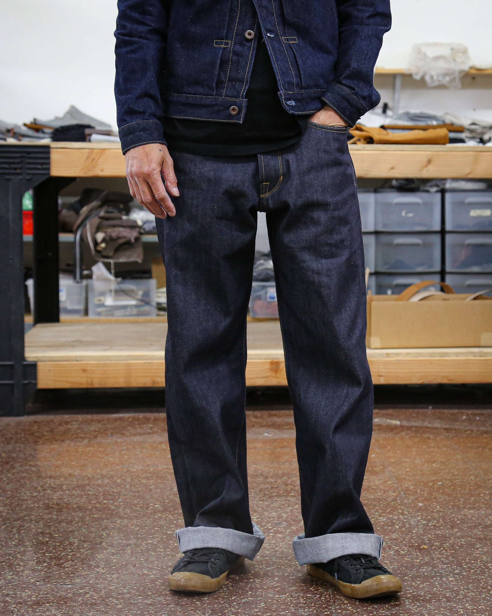 Switcher full leg wide leg selvledge raw denim collection