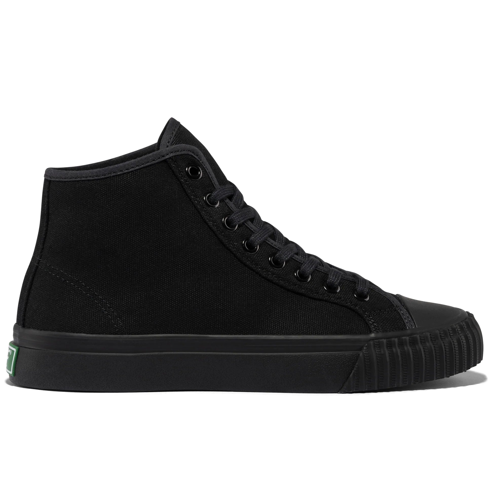 Black high-top 1993 P.F. Flyers sneaker  on a white background