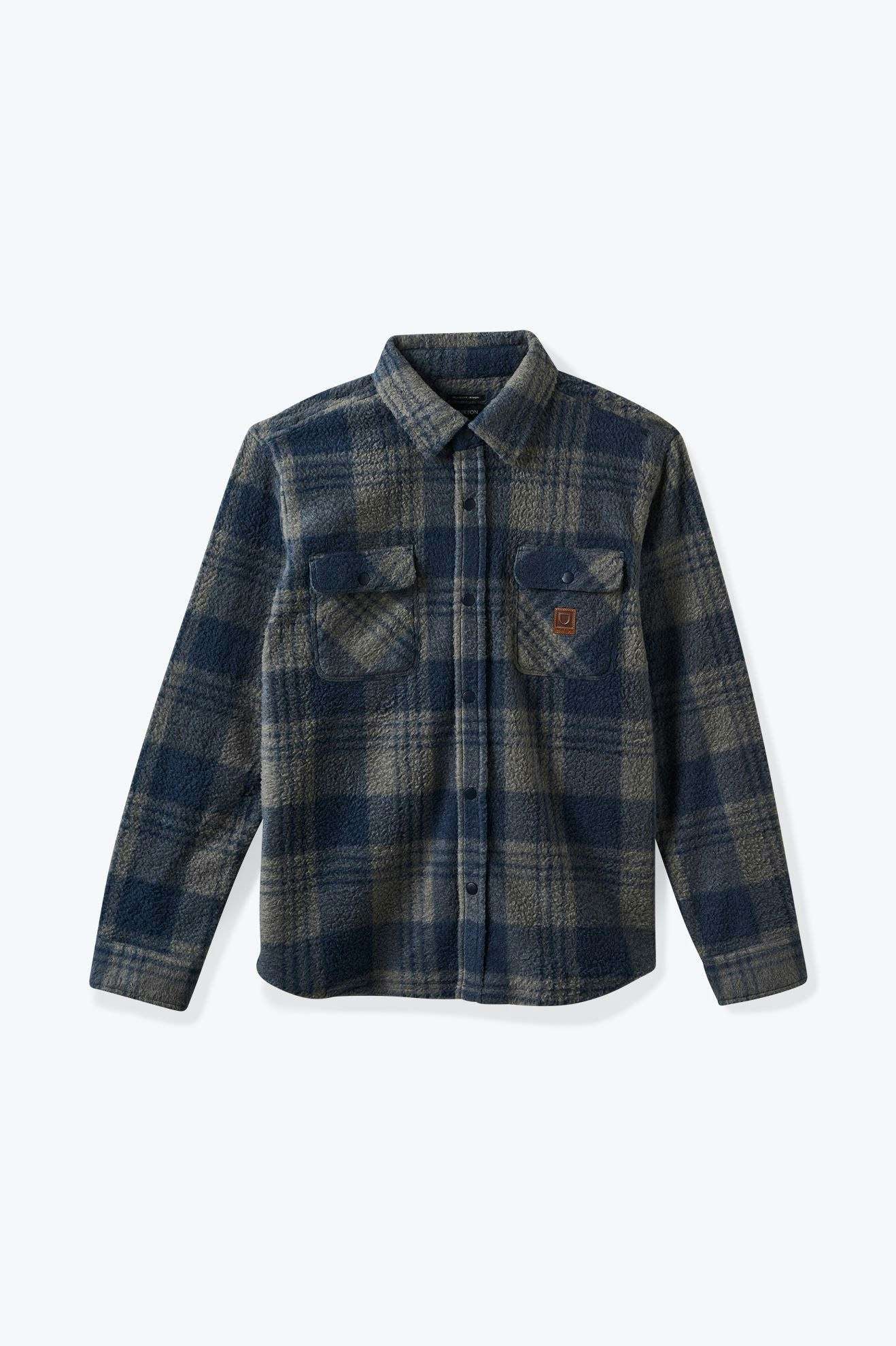Bowery L S Artic Stretch Fleece Washed Navy Beige Plaid