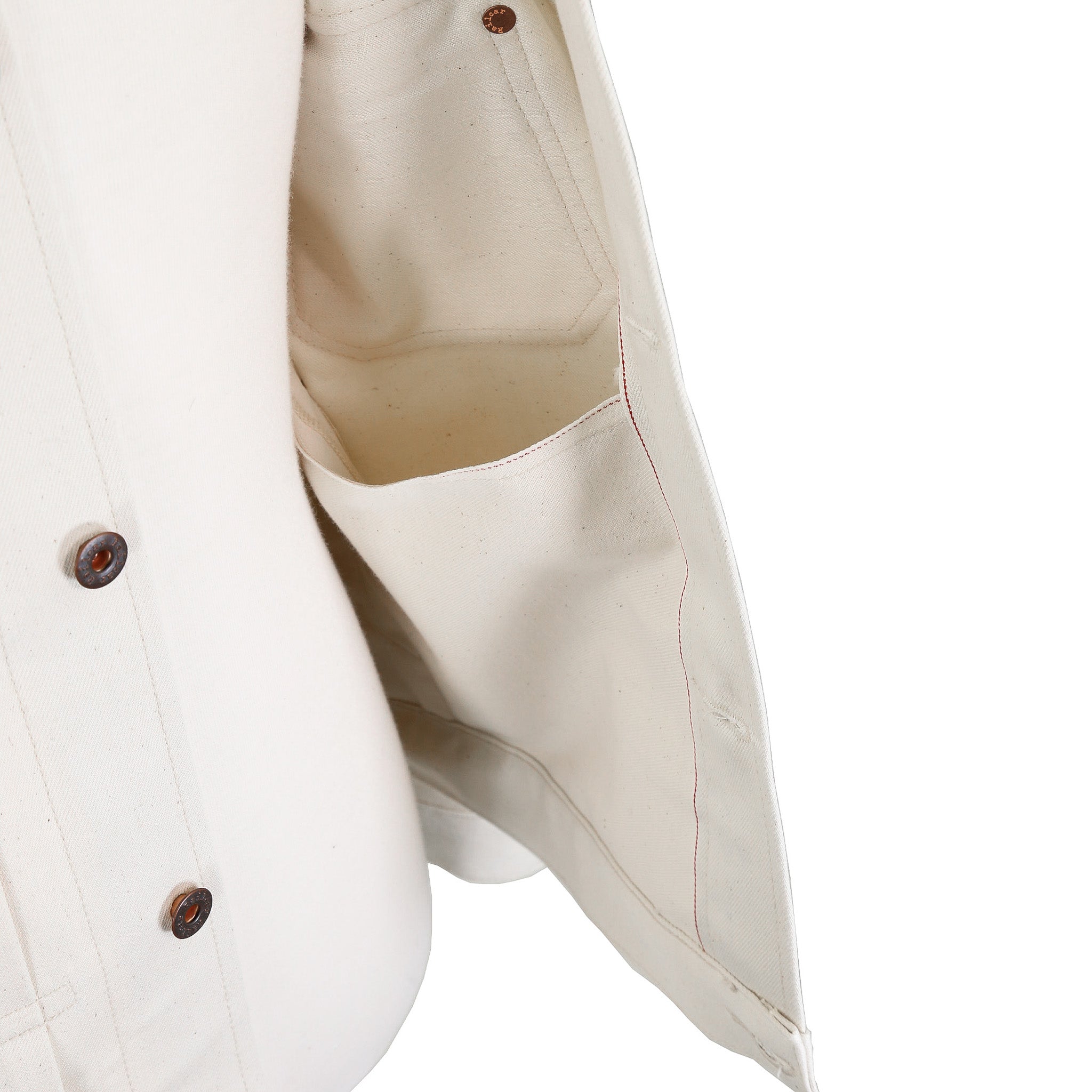 Interior Pocket Detail of Type 2 X105 12 Oz Ecru Natural Selvedge Jacket