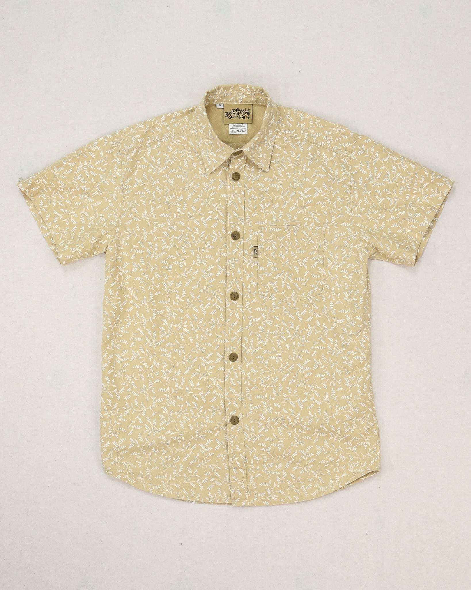 Outrunner Printed Fern Leaves Sand Short Sleeve Shirt (Pre-order)