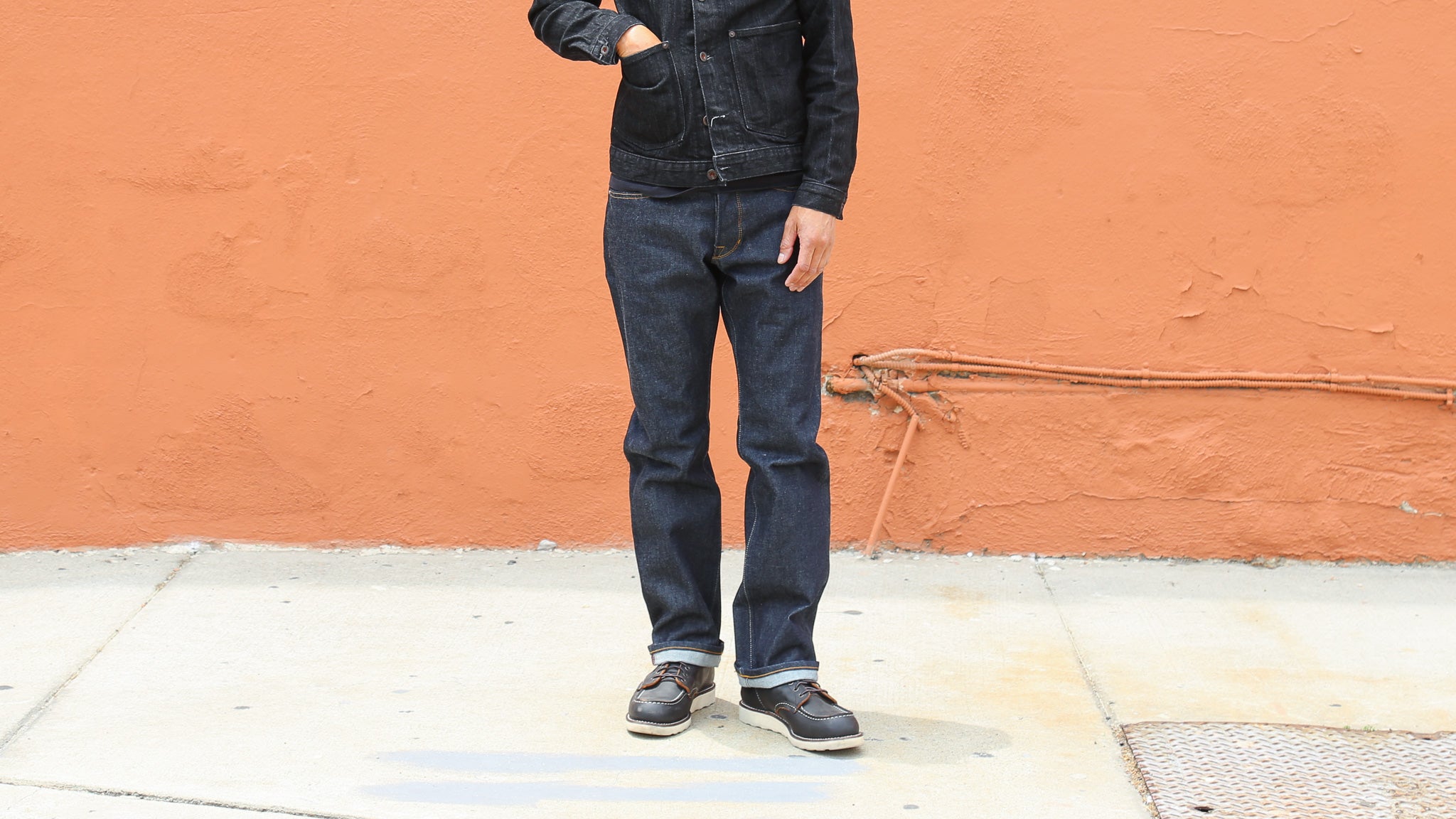 Rebels straight leg raw denim jeans