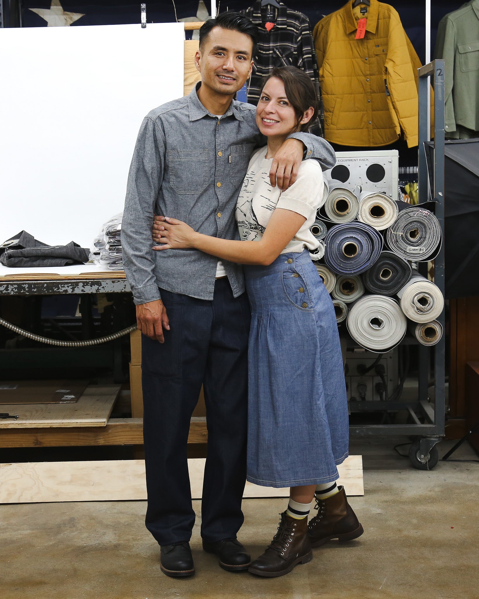 Lifestyle Photo of Chambray Indigo Skirt