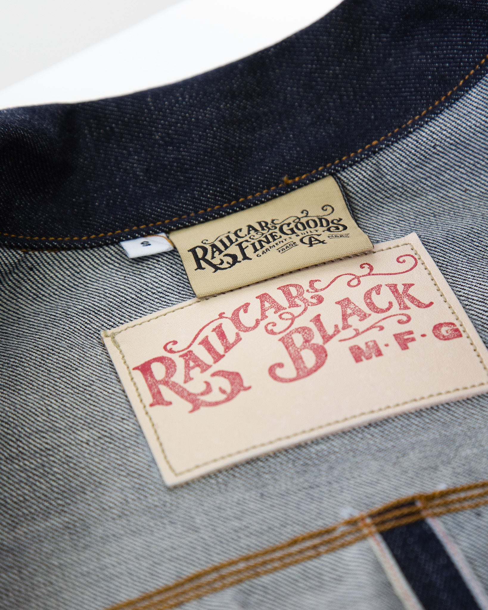 Interior Collar and Leather Detail of Railcar Black Invader Type 1 Jacket