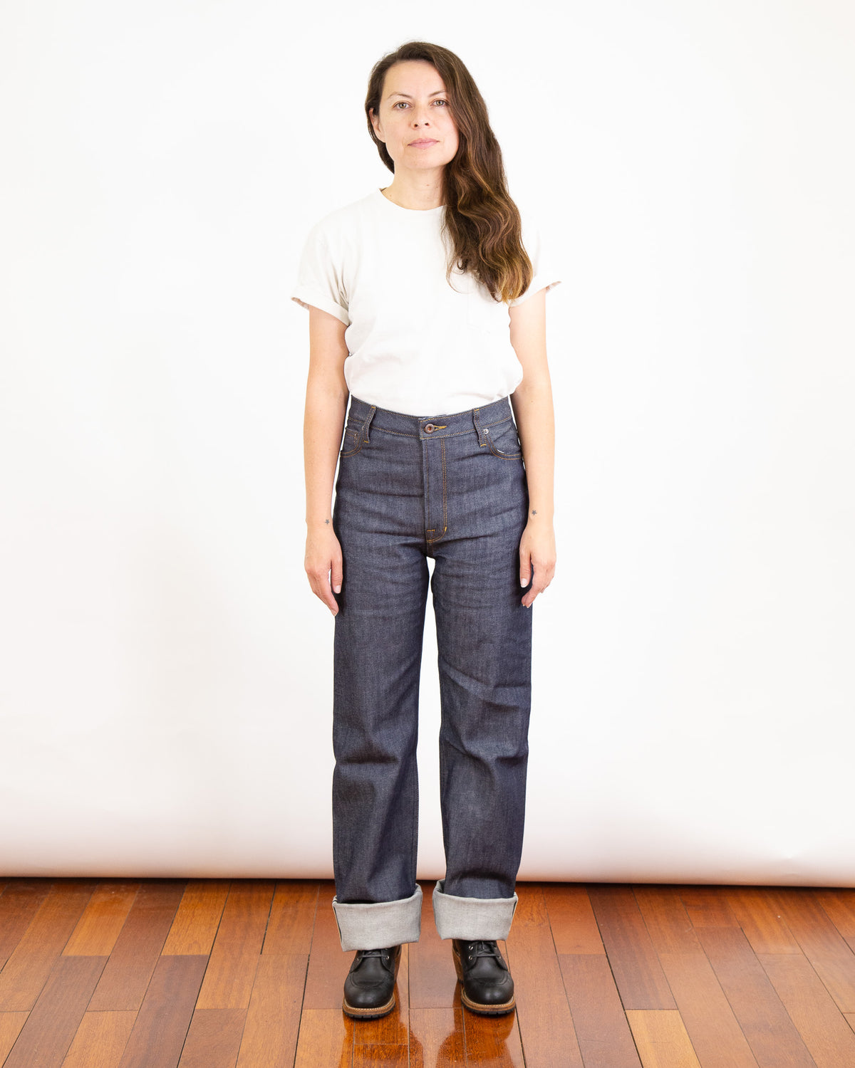 Drifter Pure Natural Selvedge 4 Way Stretch Medium High Waist Straight Leg