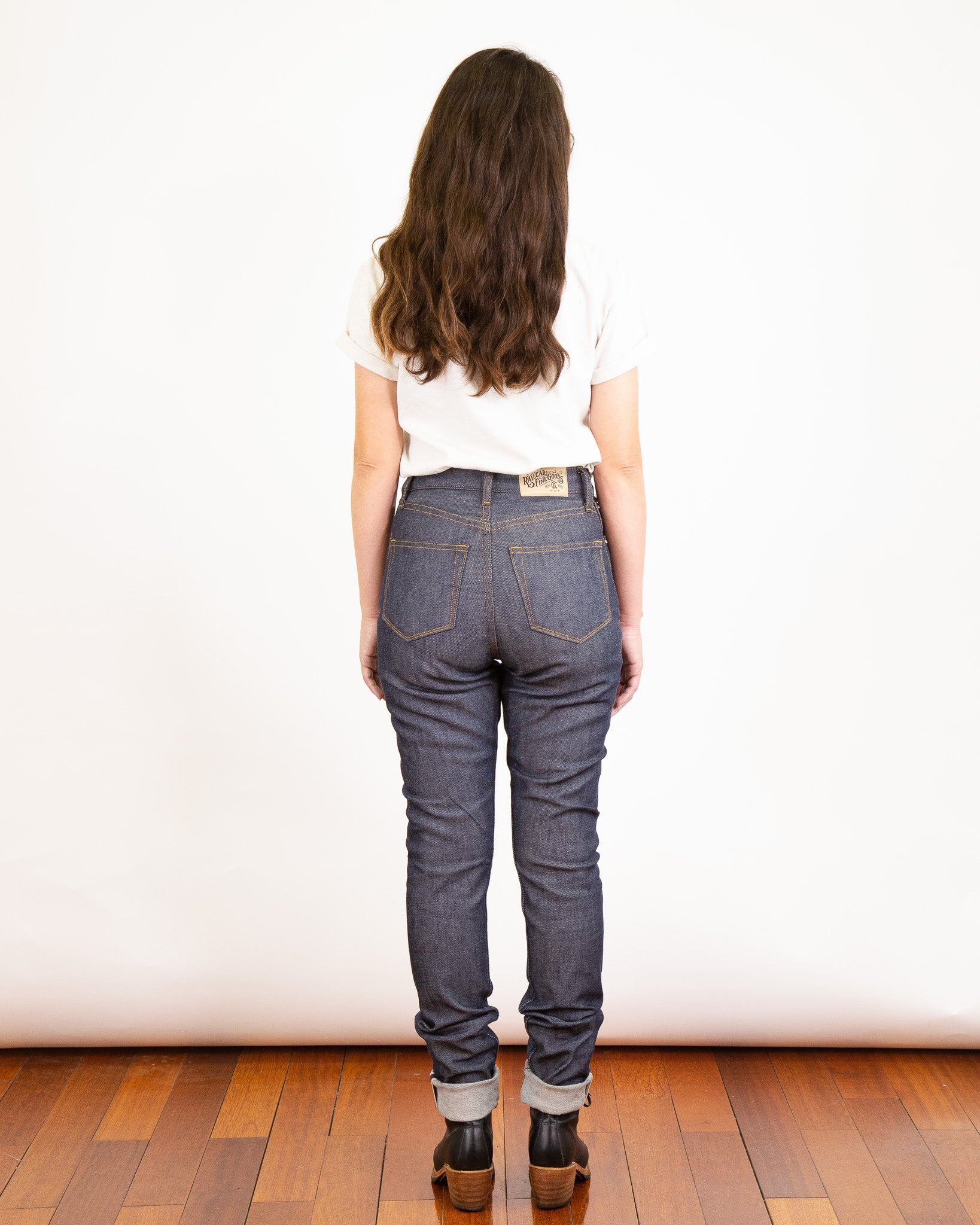 Model Photo of Back of Vixen Pure Indigo X061 4-Way Stretch Jeans