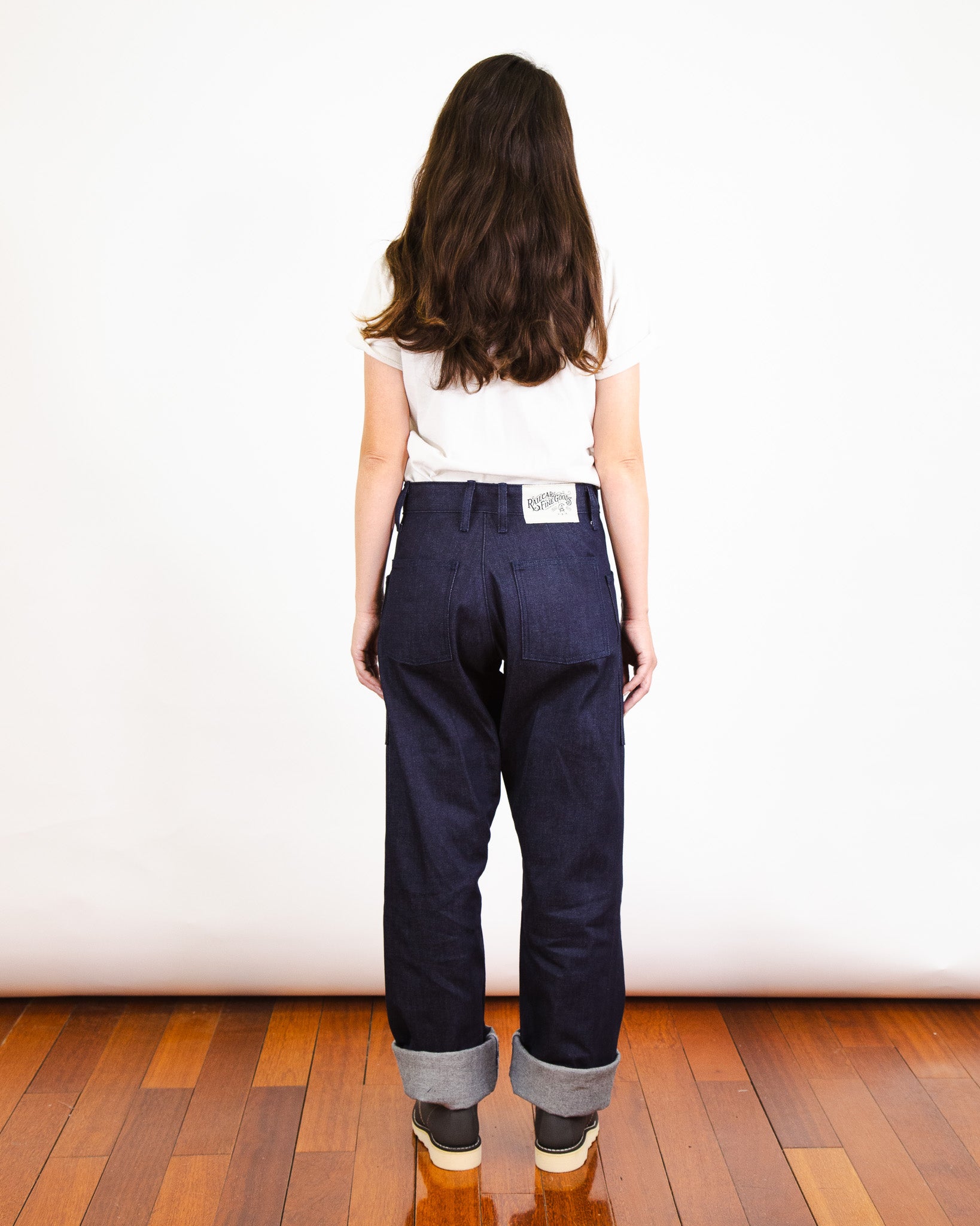 Model Photo of Back of Mariner Unisex Women's Jeans