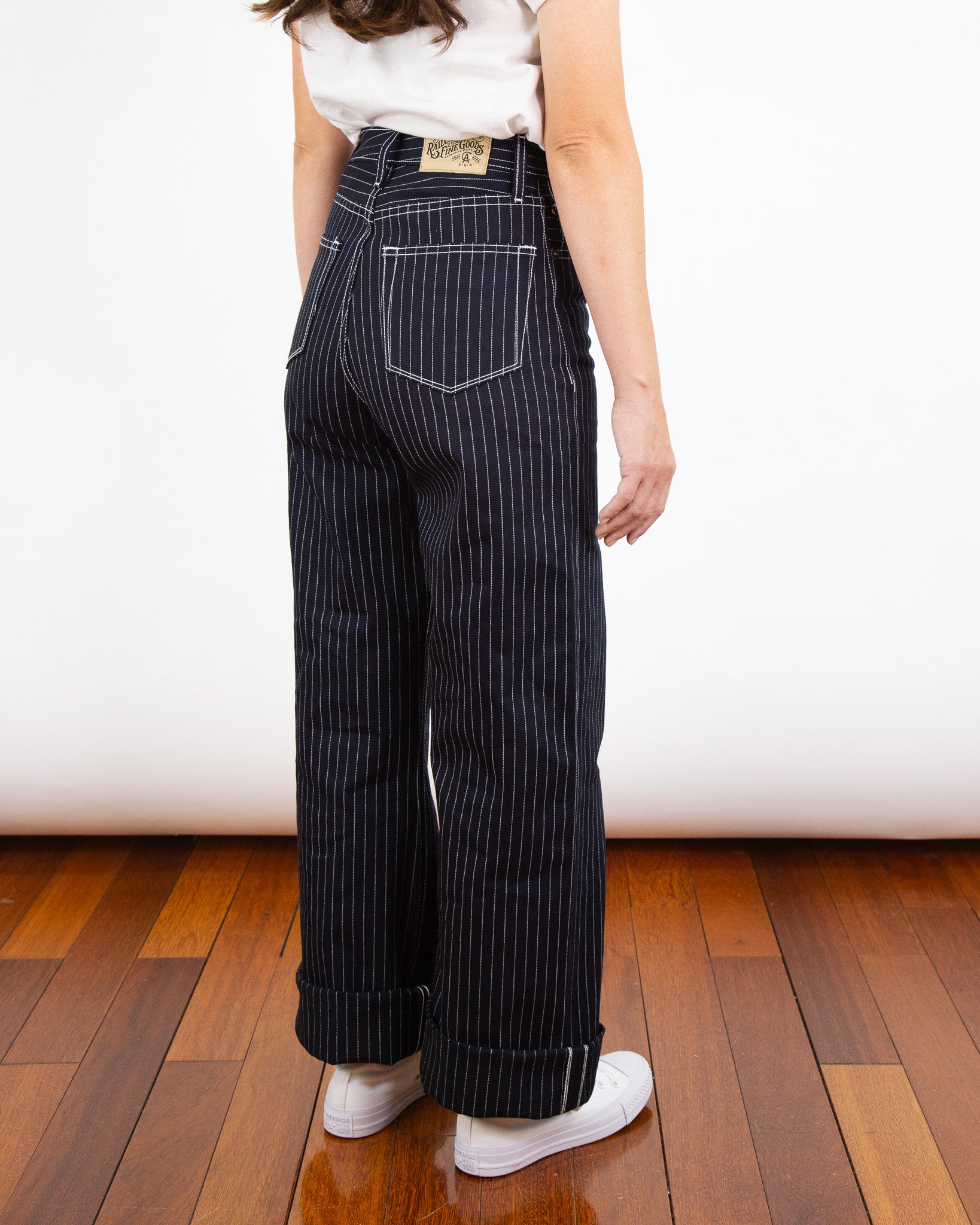 Back Angle of Model wearing Shadow Wabash Emily Fit