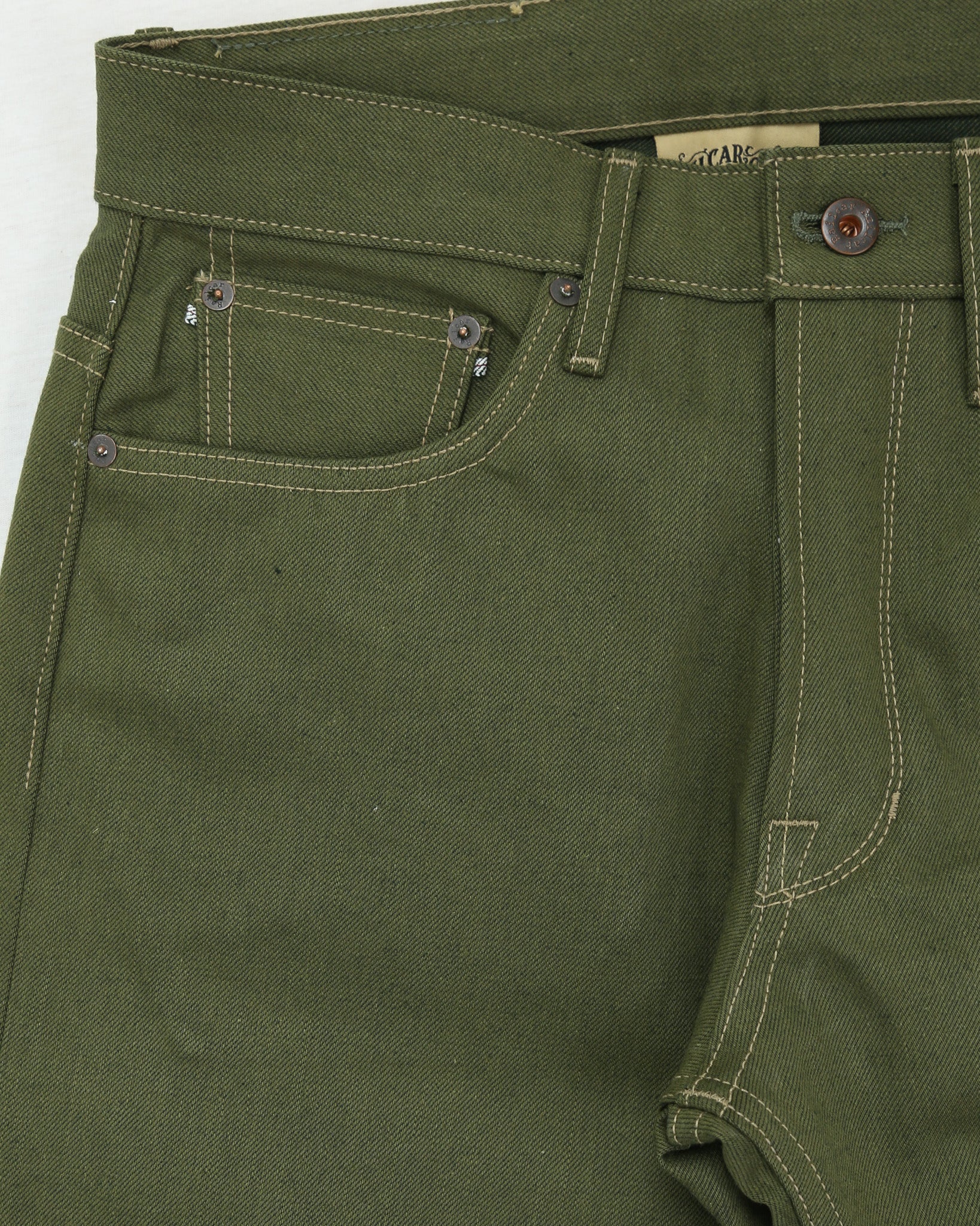 Rebels X060 Modern Straight Leg 13.5 Oz Japanese Olive Warp Green Weft