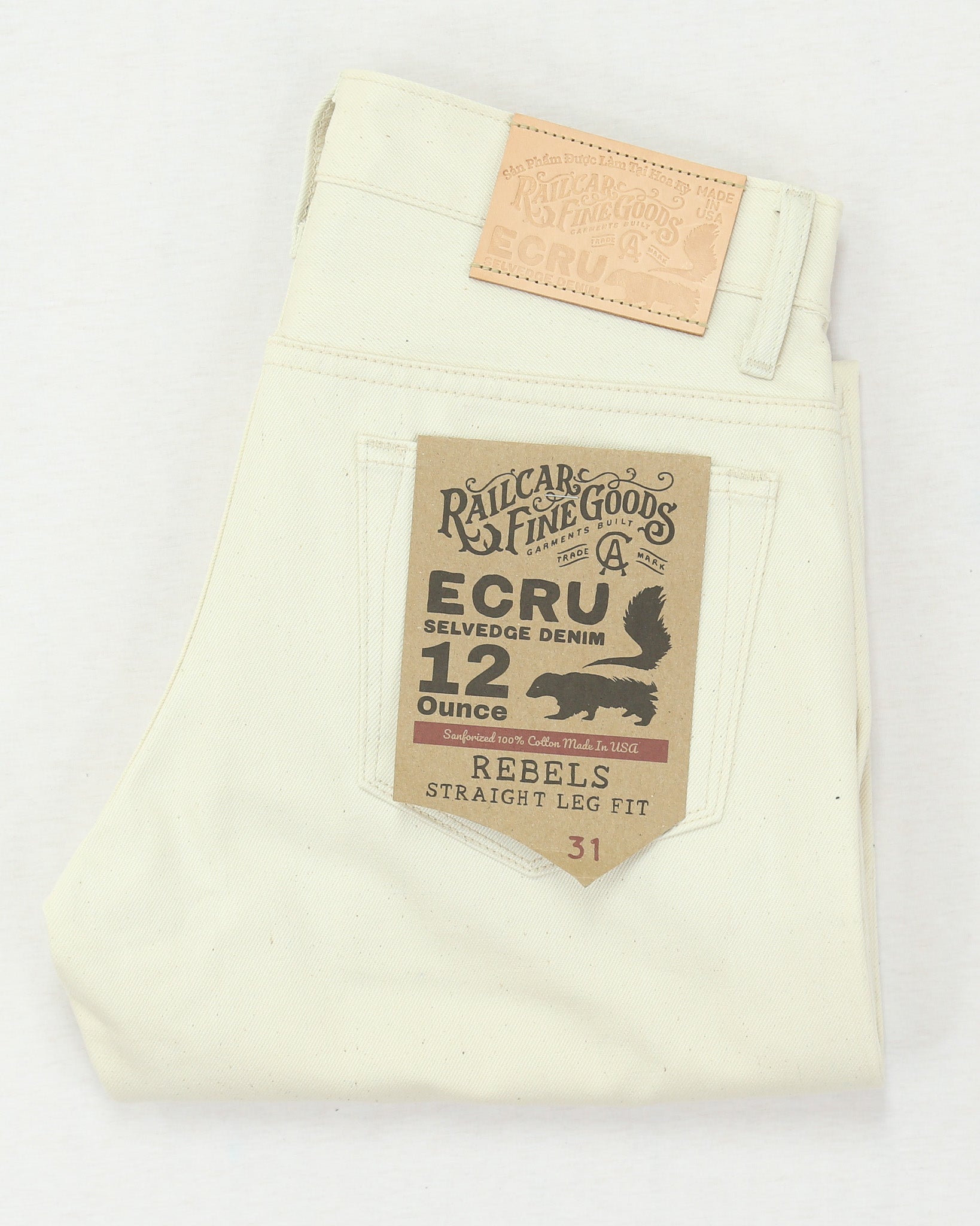 Rebels X105 Modern Straight Leg 12 Oz Ecru Natural Selvedge