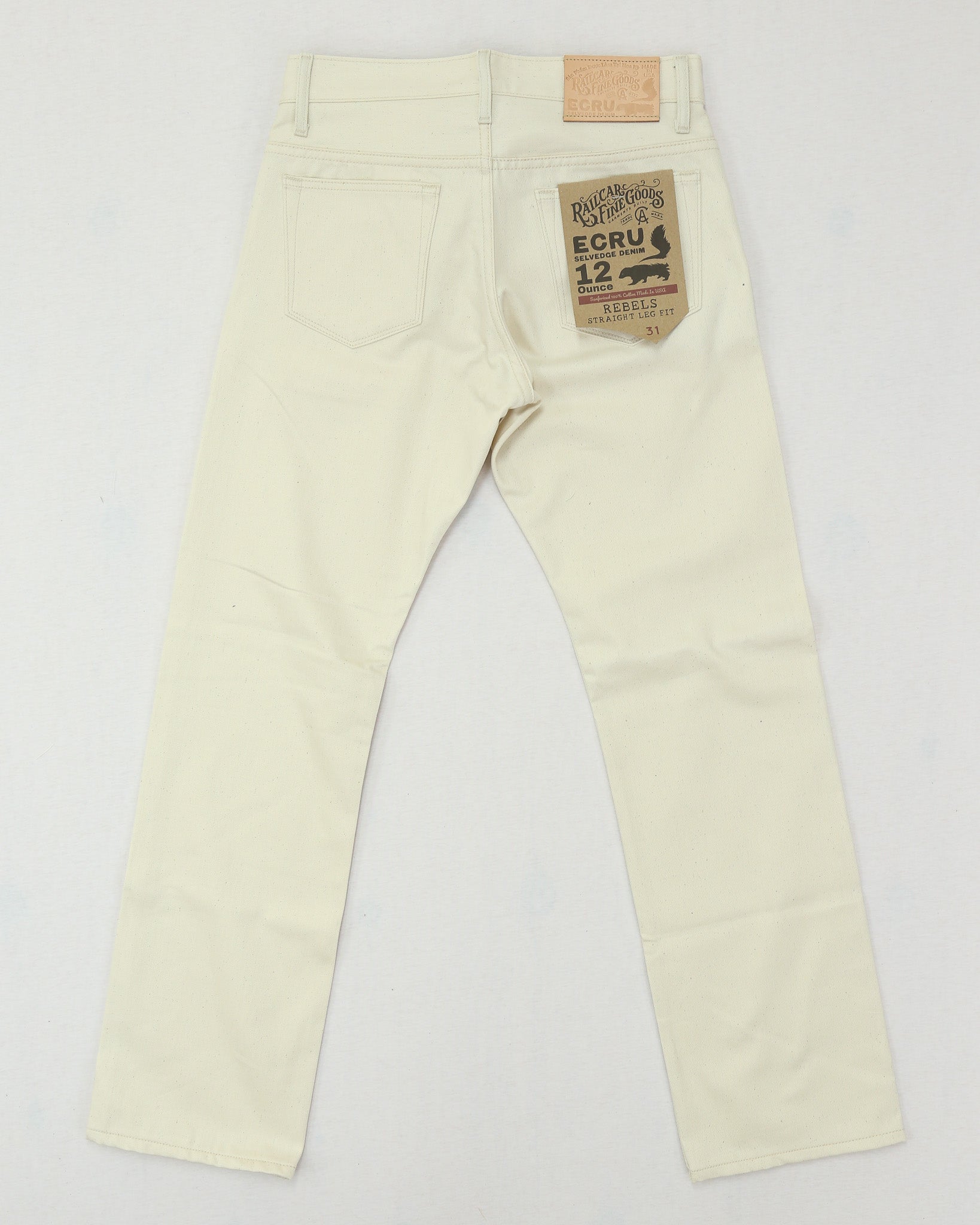 Rebels X105 Modern Straight Leg 12 Oz Ecru Natural Selvedge