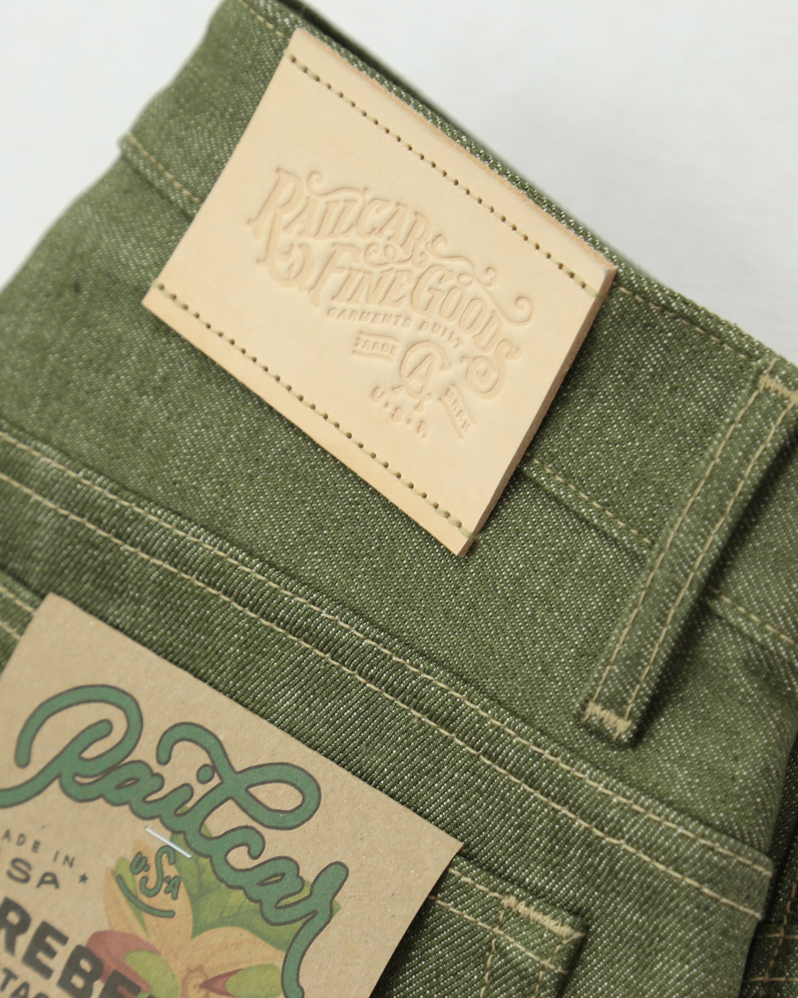 Rebels X079 Modern Straight Leg 13.5 Oz Pistachio Green Selvedge
