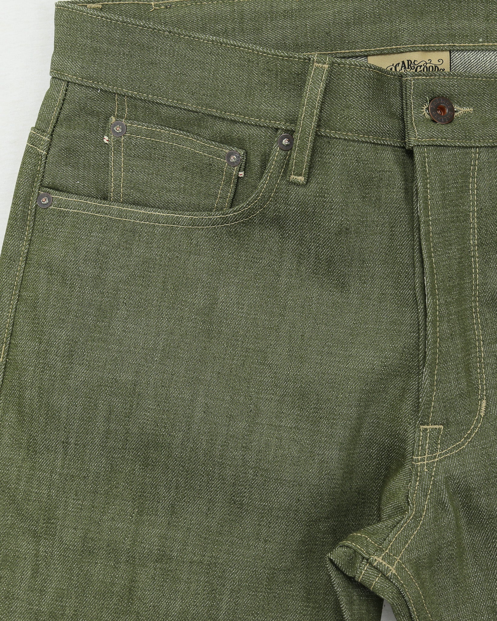 Rebels X079 Modern Straight Leg 13.5 Oz Pistachio Green Selvedge